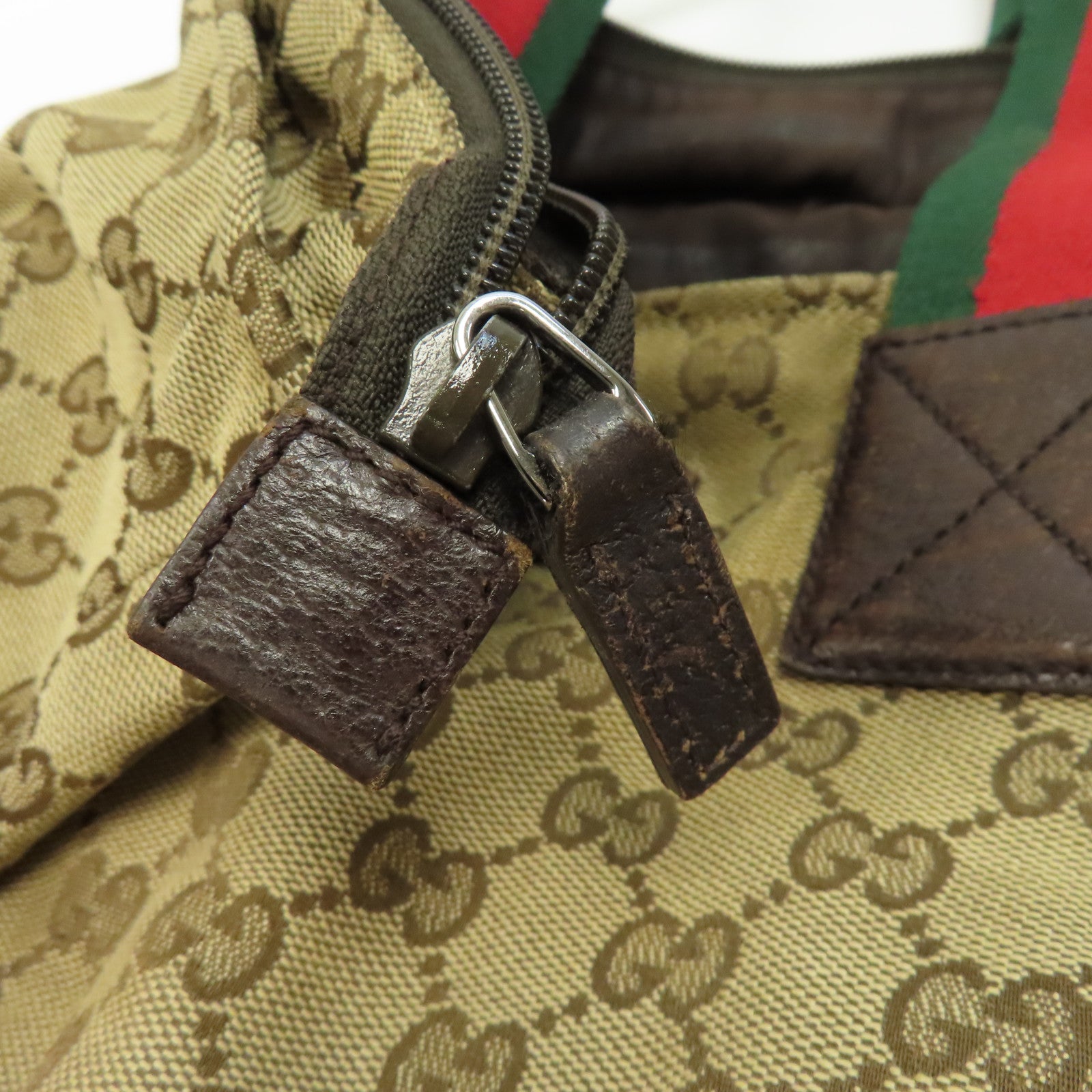 GUCCI 帆布Tote Bag銀扣手挽袋啡色