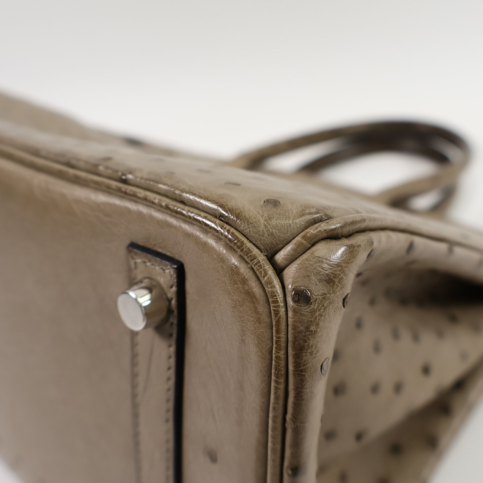 HERMES 鴕鳥皮革Birkin 30手挽袋Gris Taurterelle
