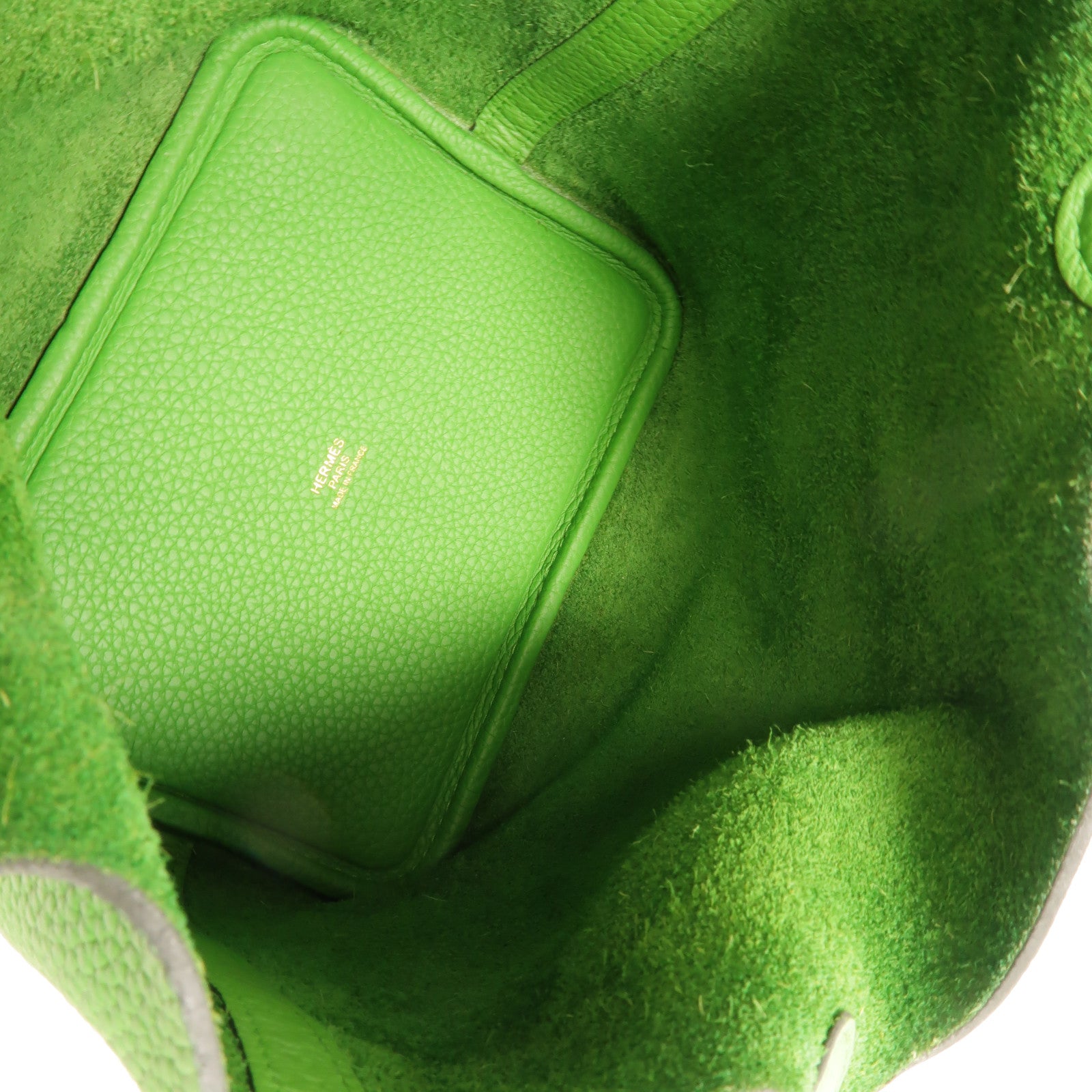 HERMES Clemence皮革Picotin PM手挽袋Vert Yucca