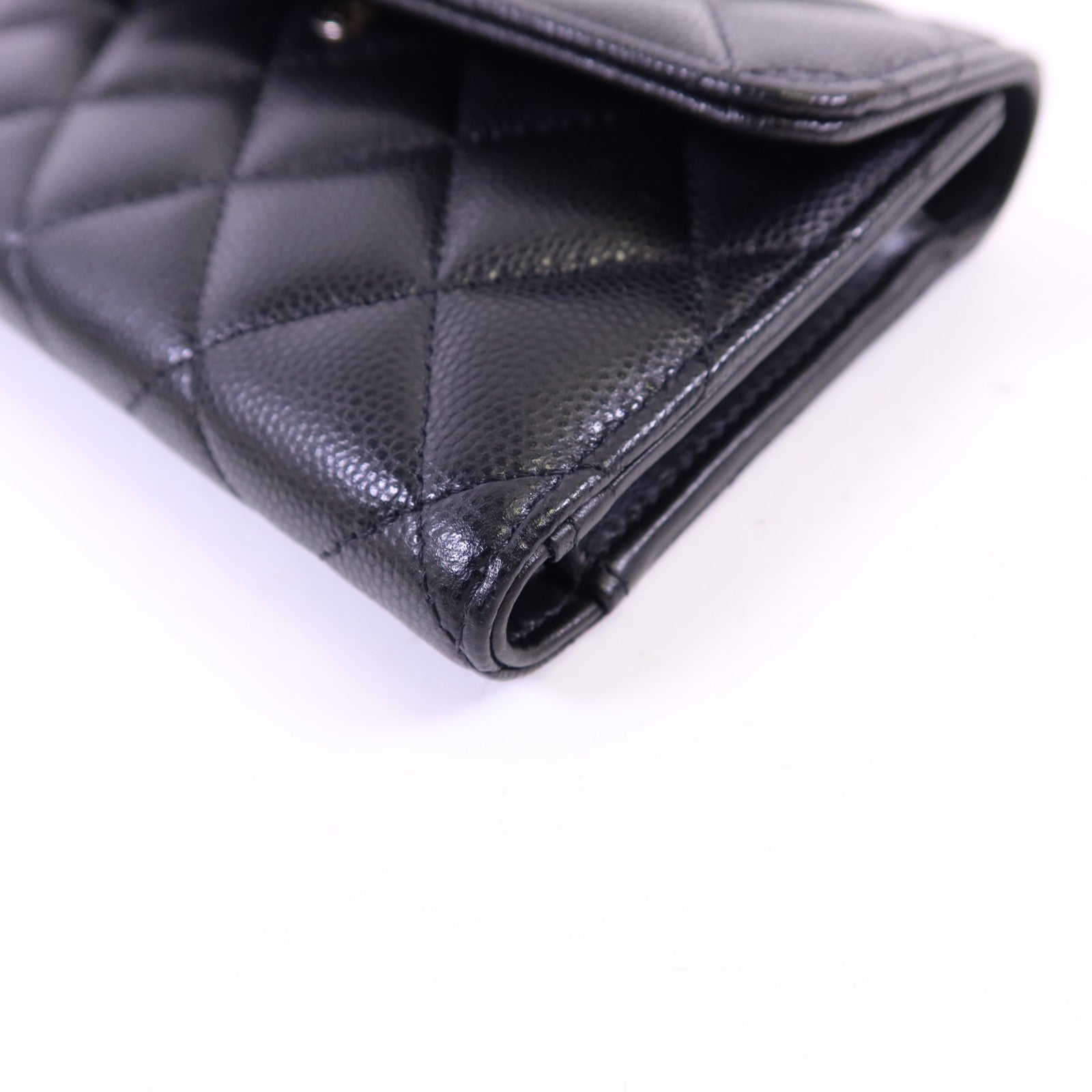 CHANEL 牛皮皮革Trifold Wallet銀扣錢包
