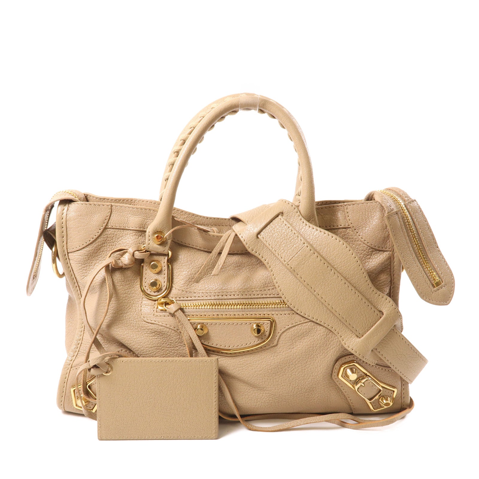 BALENCIAGA 牛皮皮革Le City Small金扣手挽肩背兩用袋棕色