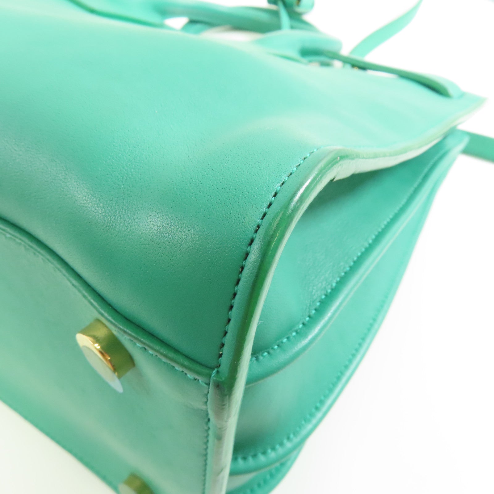 YVES SAINT LAURENT 牛皮皮革Shoulder Bag金扣手挽肩背兩用袋綠色
