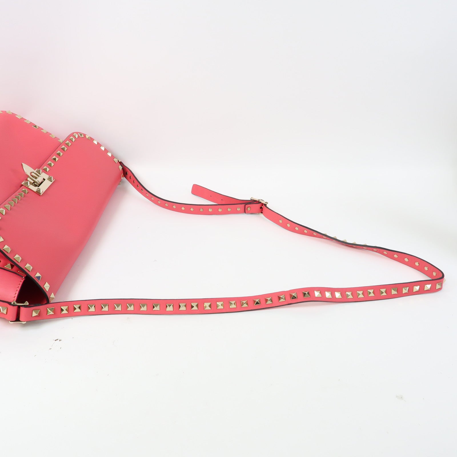 Valentino 【激減優惠】牛皮皮革Shoulder Bag金扣肩背袋粉紅色