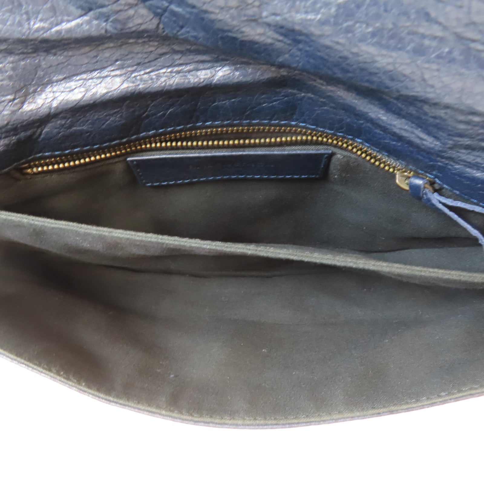 BALENCIAGA 牛皮皮革Clutch Bag黑扣手拿包深藍色