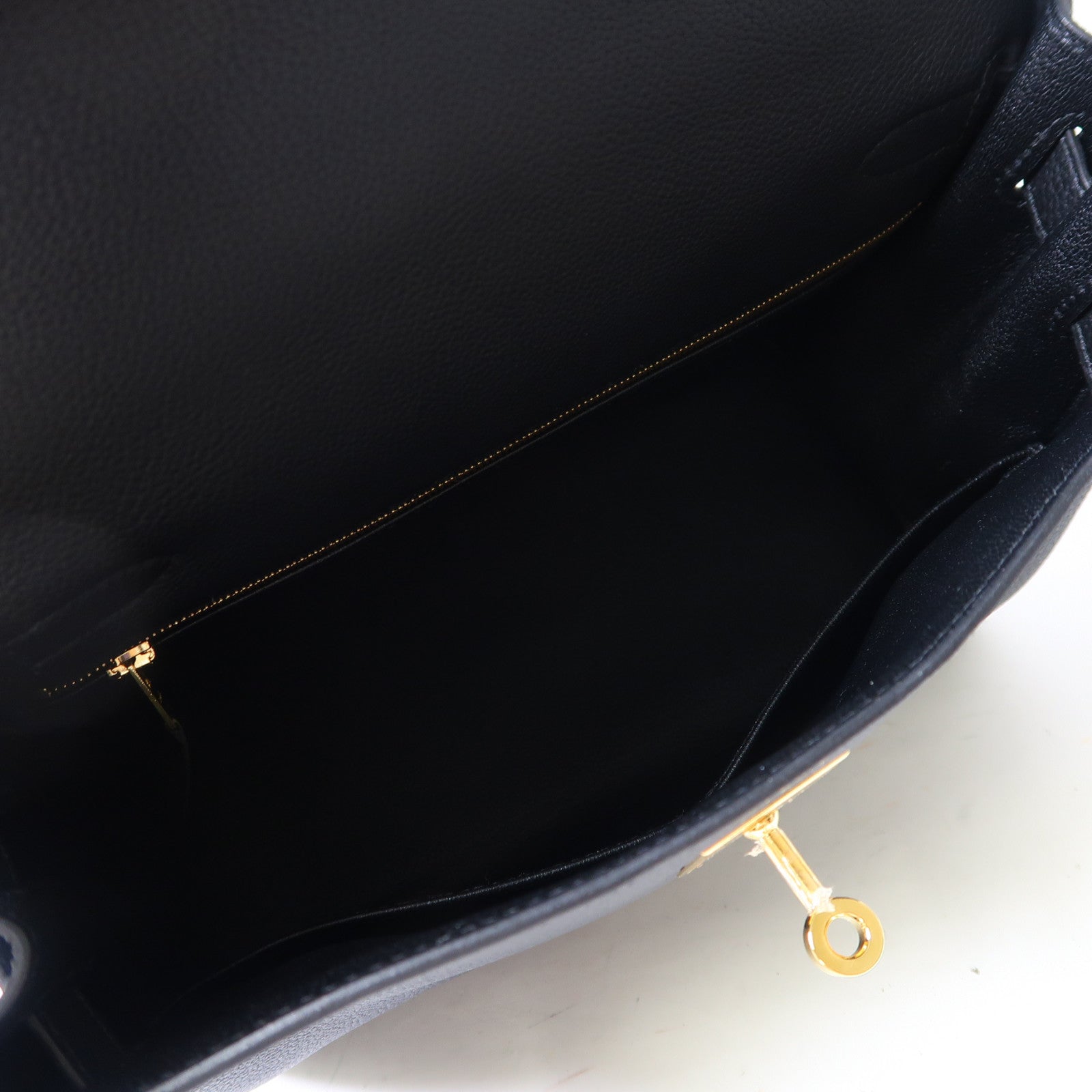 HERMES Togo皮革Kelly 28金扣手挽肩背兩用袋黑色