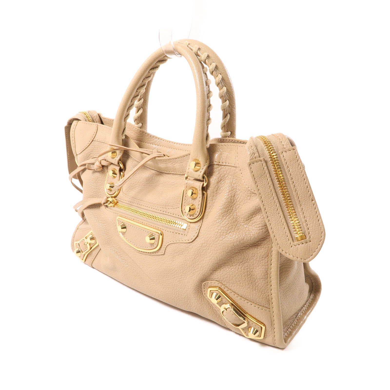 BALENCIAGA 牛皮皮革Le City Small金扣手挽肩背兩用袋棕色