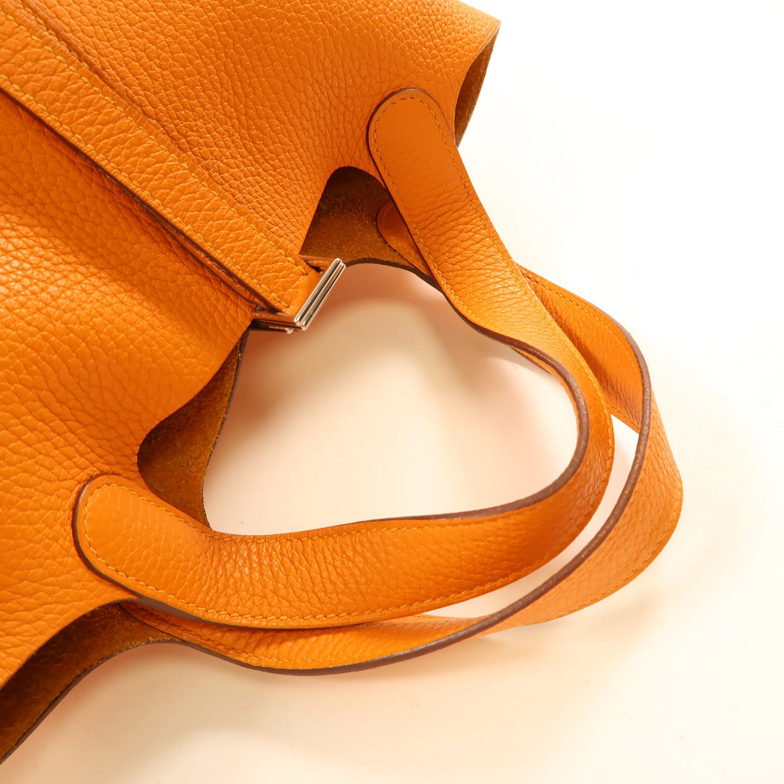 HERMES Clemence皮革Picotin PM銀扣手挽袋I9 Abricot/杏橘色