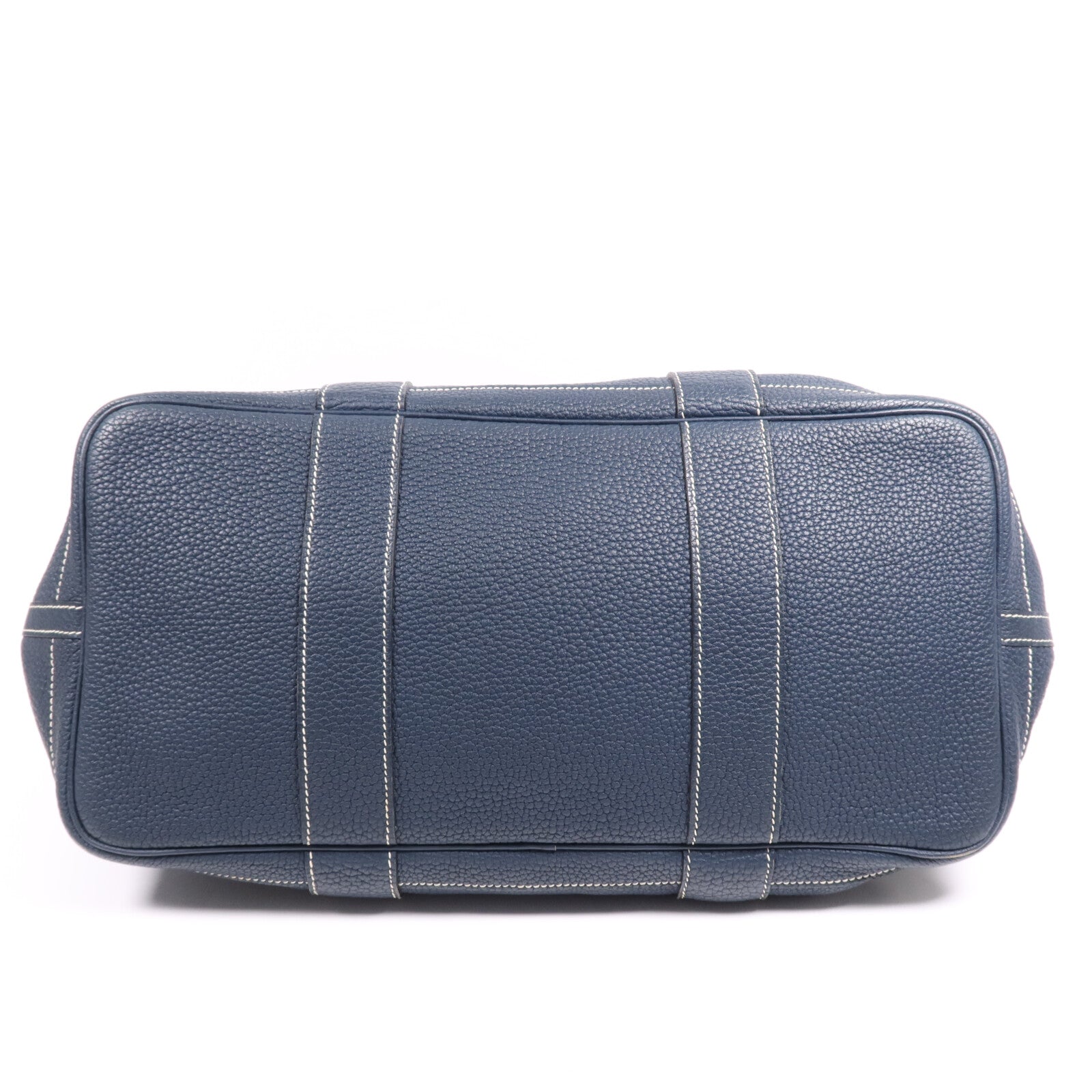 HERMES Negonda皮革Garden Party PM銀扣手挽袋Bleu de Prusse