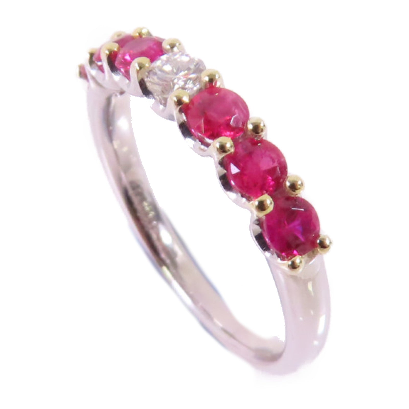 JEWELRY PT900鉑金Sapphire/Diamond Ring 0.82ct紅寶石/0.13ct鑽石戒指US#6.75