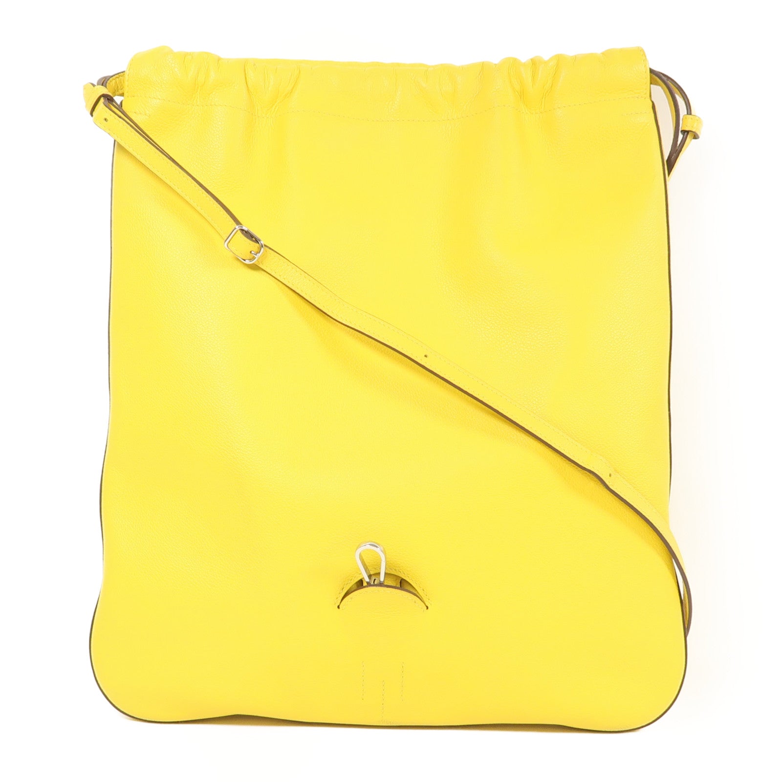 HERMES 【激減優惠】Evercolor皮革Bridado銀扣背包肩背兩用袋Jaune De Naples