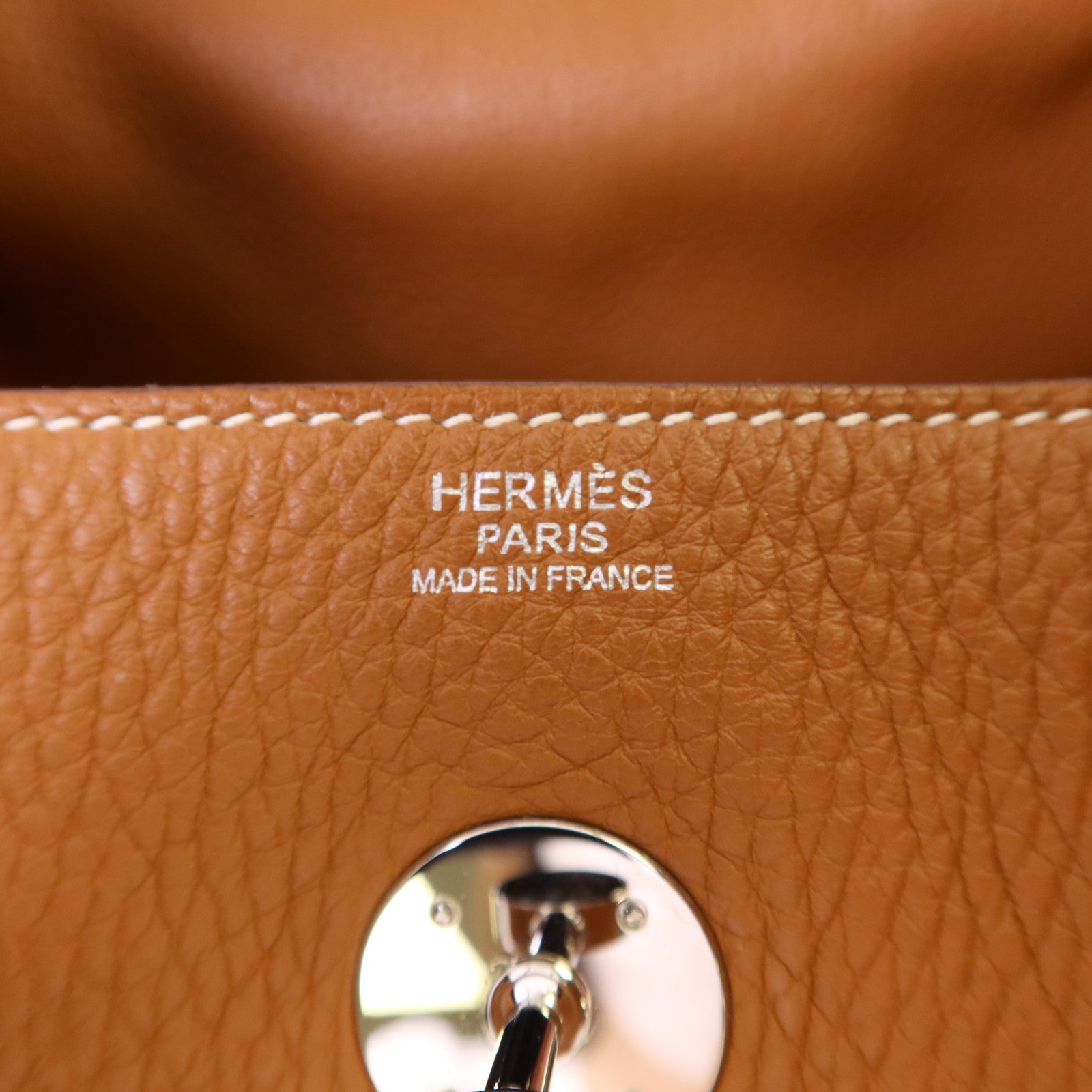 HERMES Clemence皮革Lindy 30銀扣手挽肩背兩用袋Gold