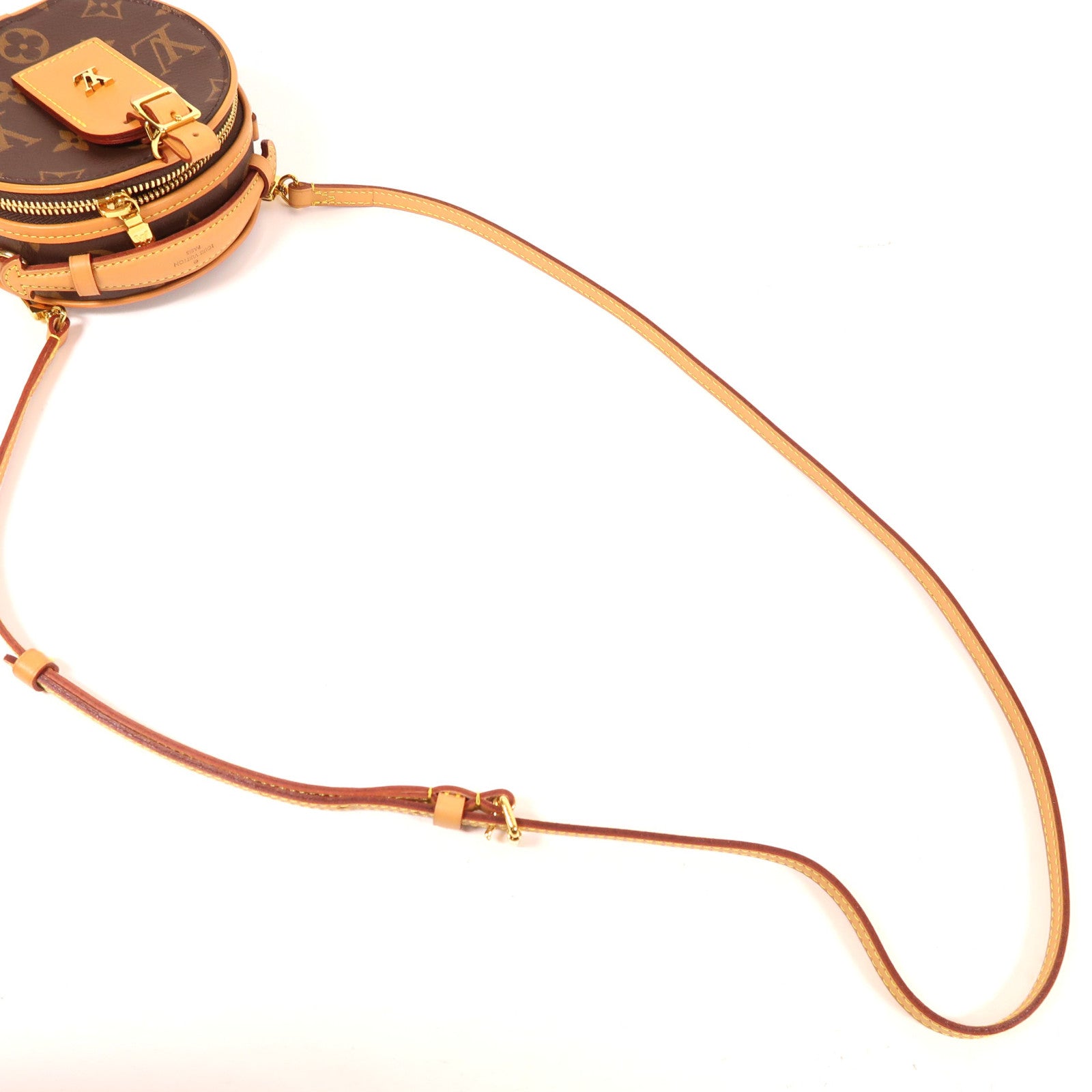 LOUIS VUITTON Monogram Mini Boite Chapeau金扣手挽肩背兩用袋棕色