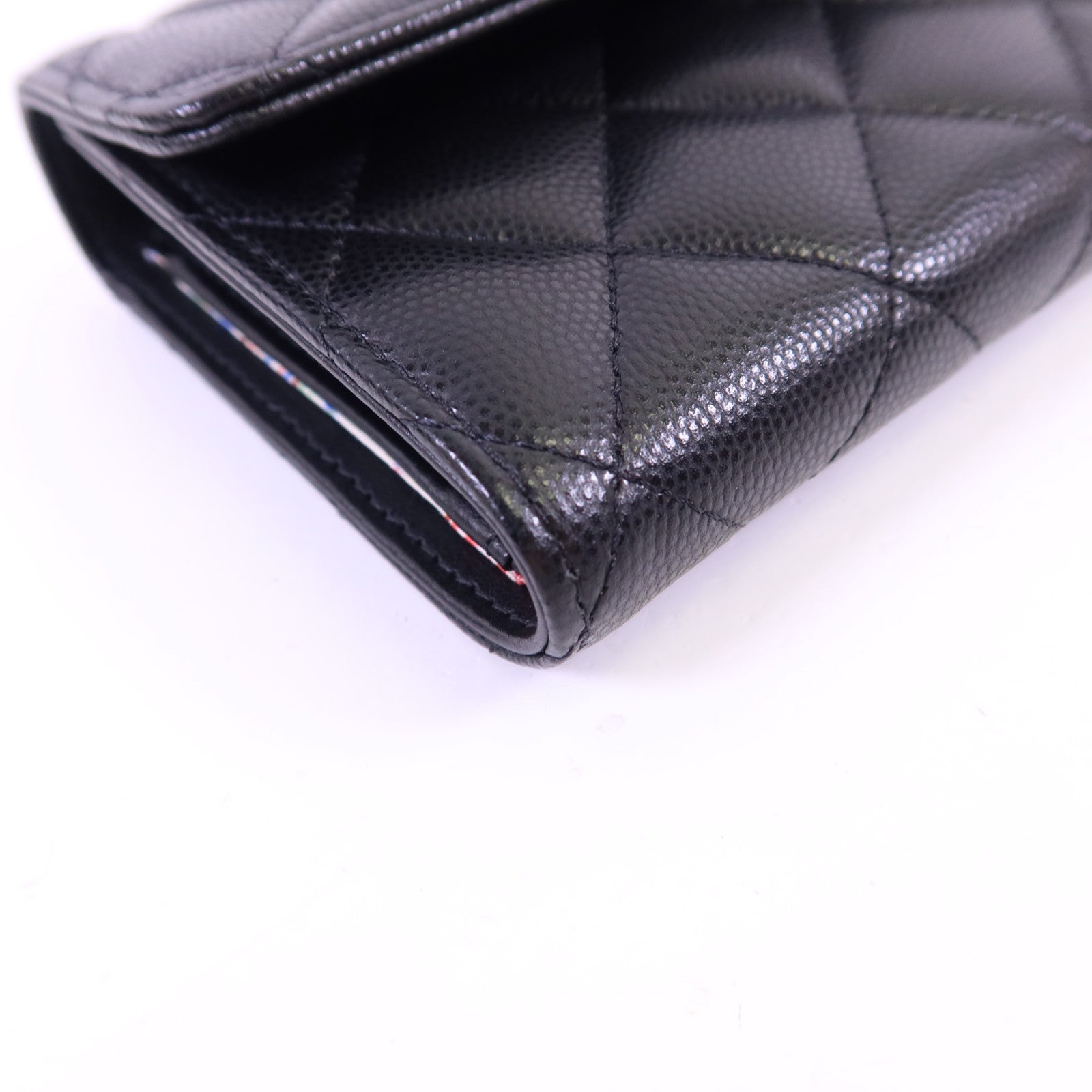 CHANEL 牛皮皮革Trifold Wallet銀扣錢包