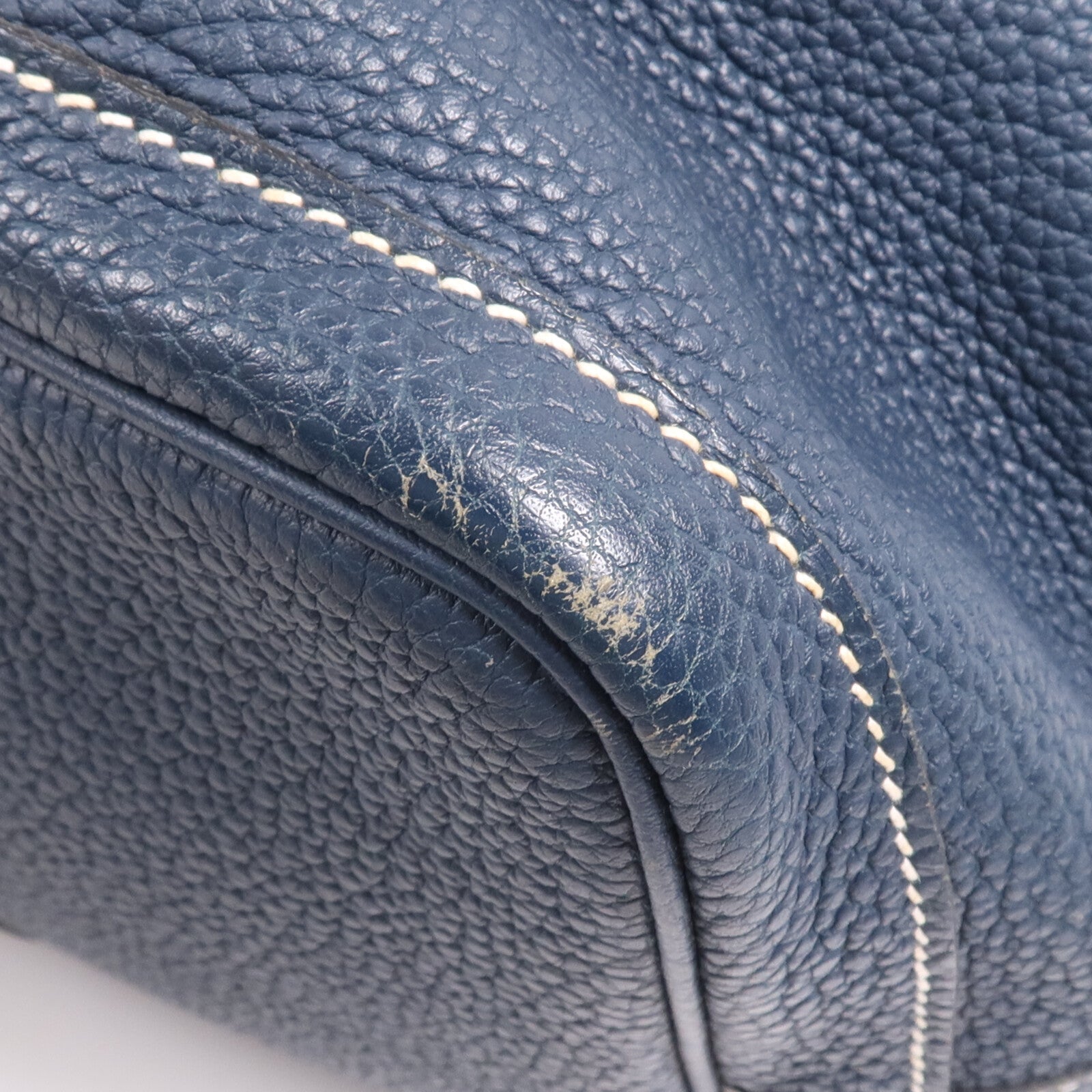 HERMES Negonda皮革Garden Party PM銀扣手挽袋Bleu de Prusse