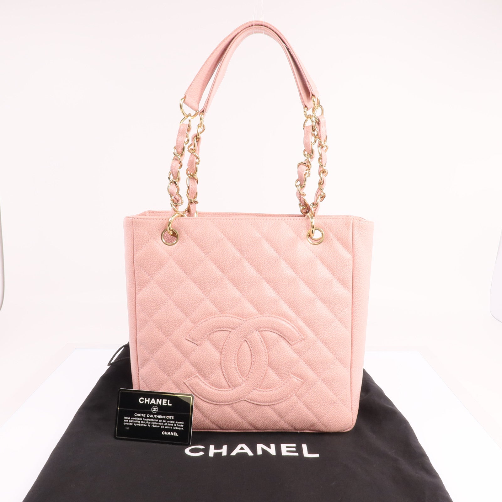 CHANEL PST Petite Shopping Tote Bag金扣鏈帶肩背袋