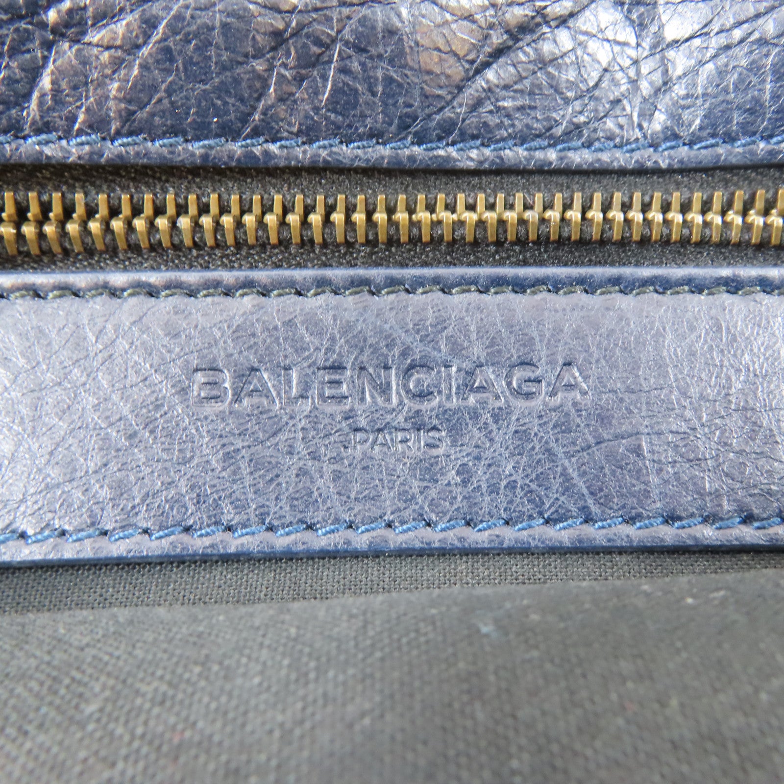 BALENCIAGA 牛皮皮革Clutch Bag黑扣手拿包深藍色