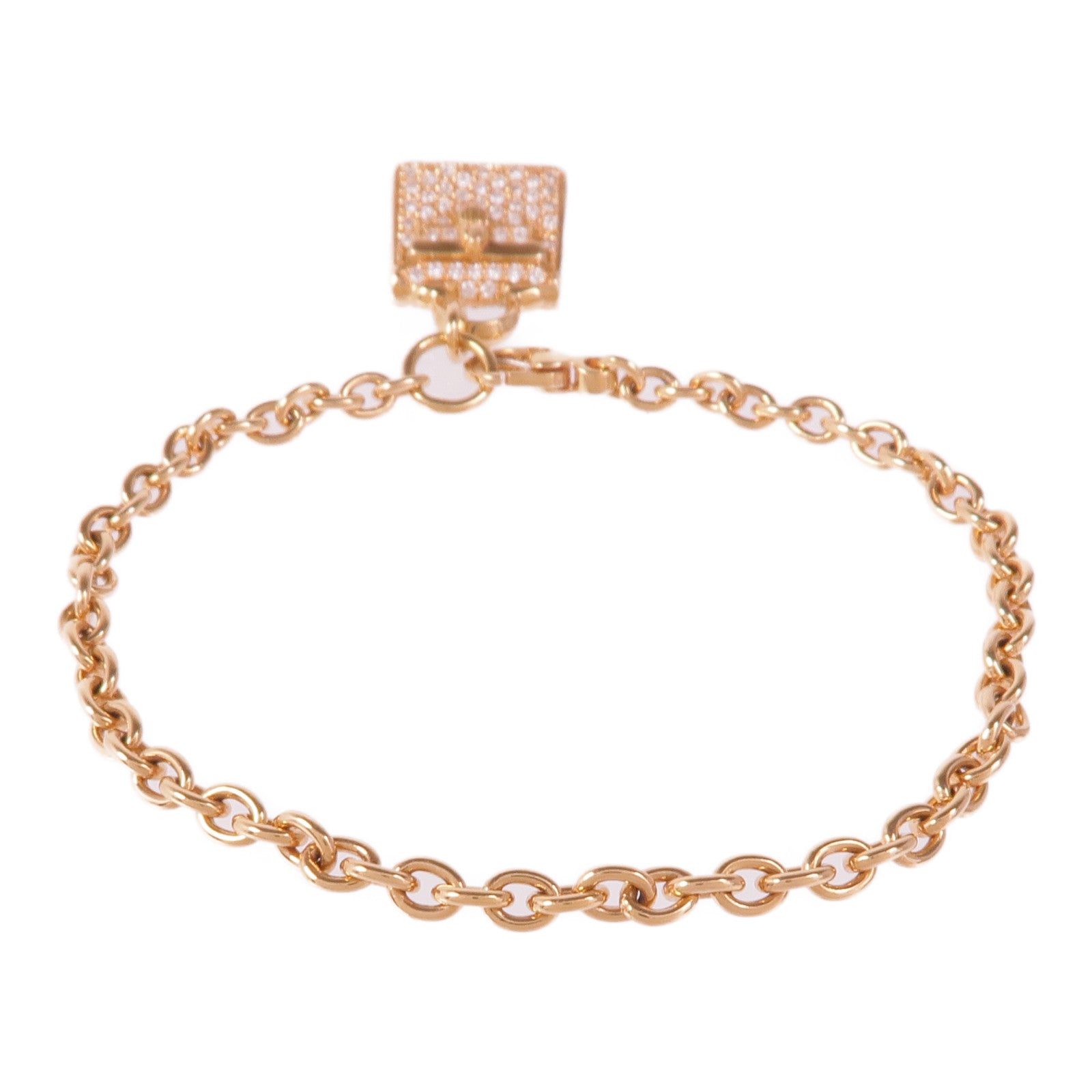 HERMES 18K玫瑰金Birkin Bracelet鑽石項鍊