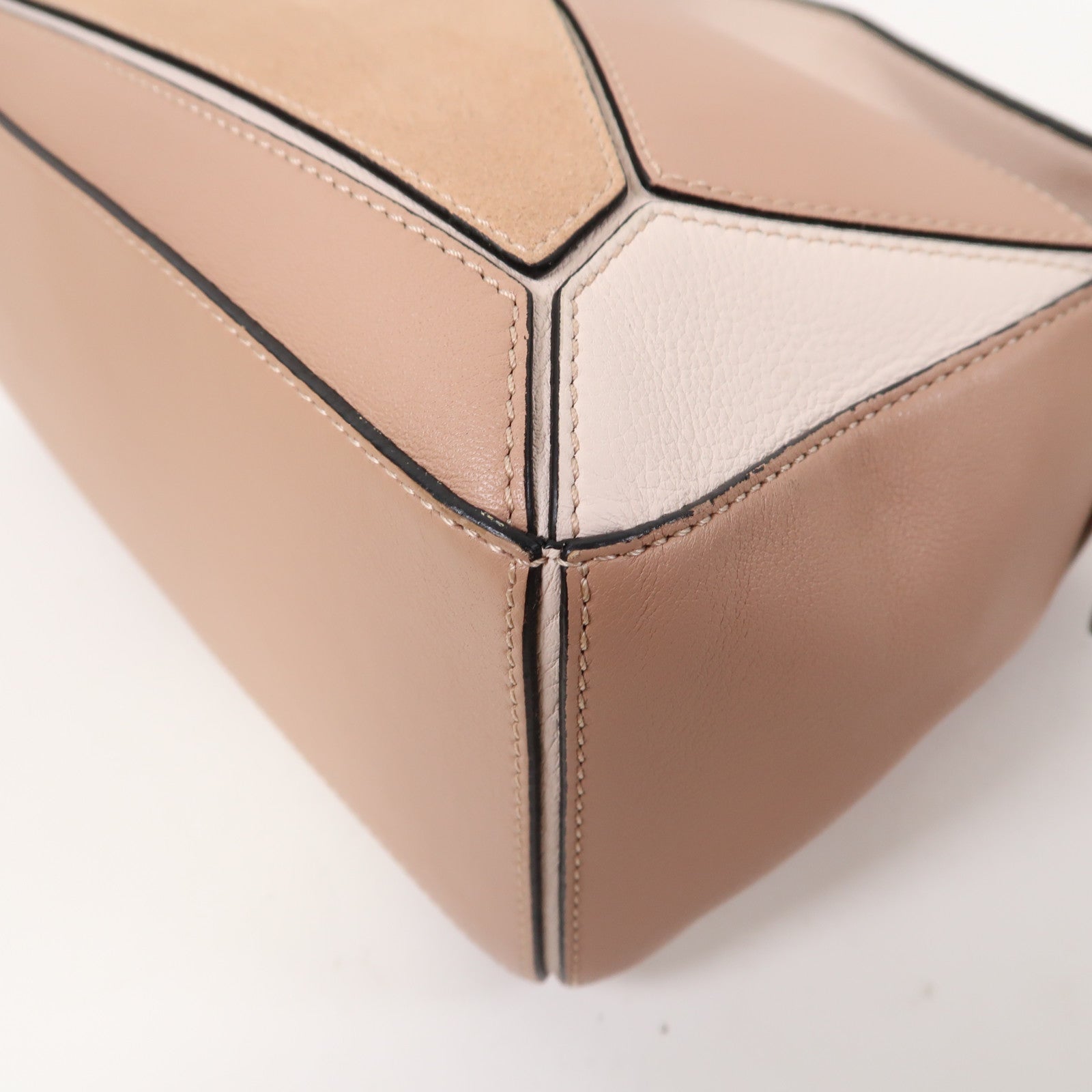 LOEWE 牛皮皮革Small Puzzle金扣手挽肩背兩用袋粉紅色