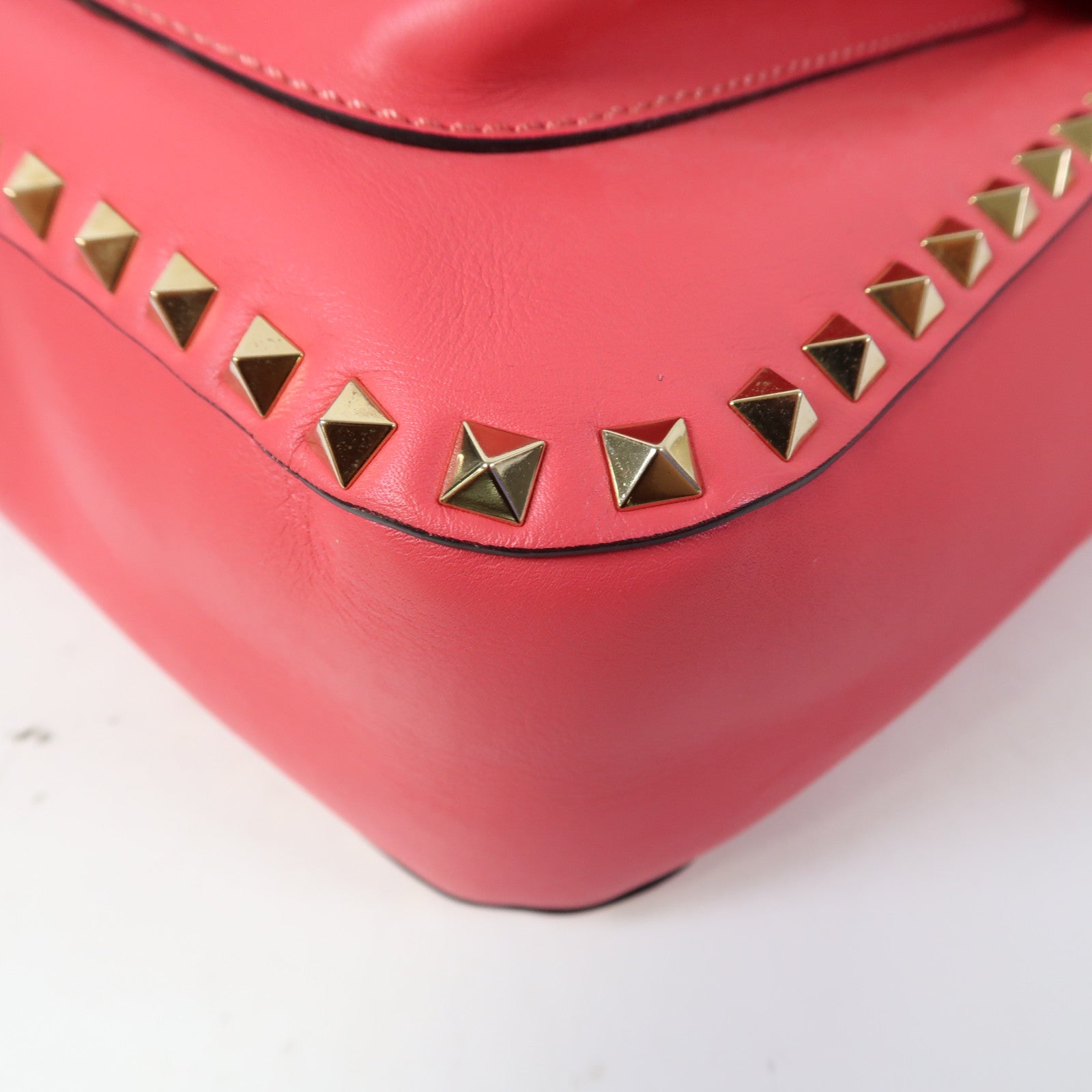 Valentino 【激減優惠】牛皮皮革Shoulder Bag金扣肩背袋粉紅色