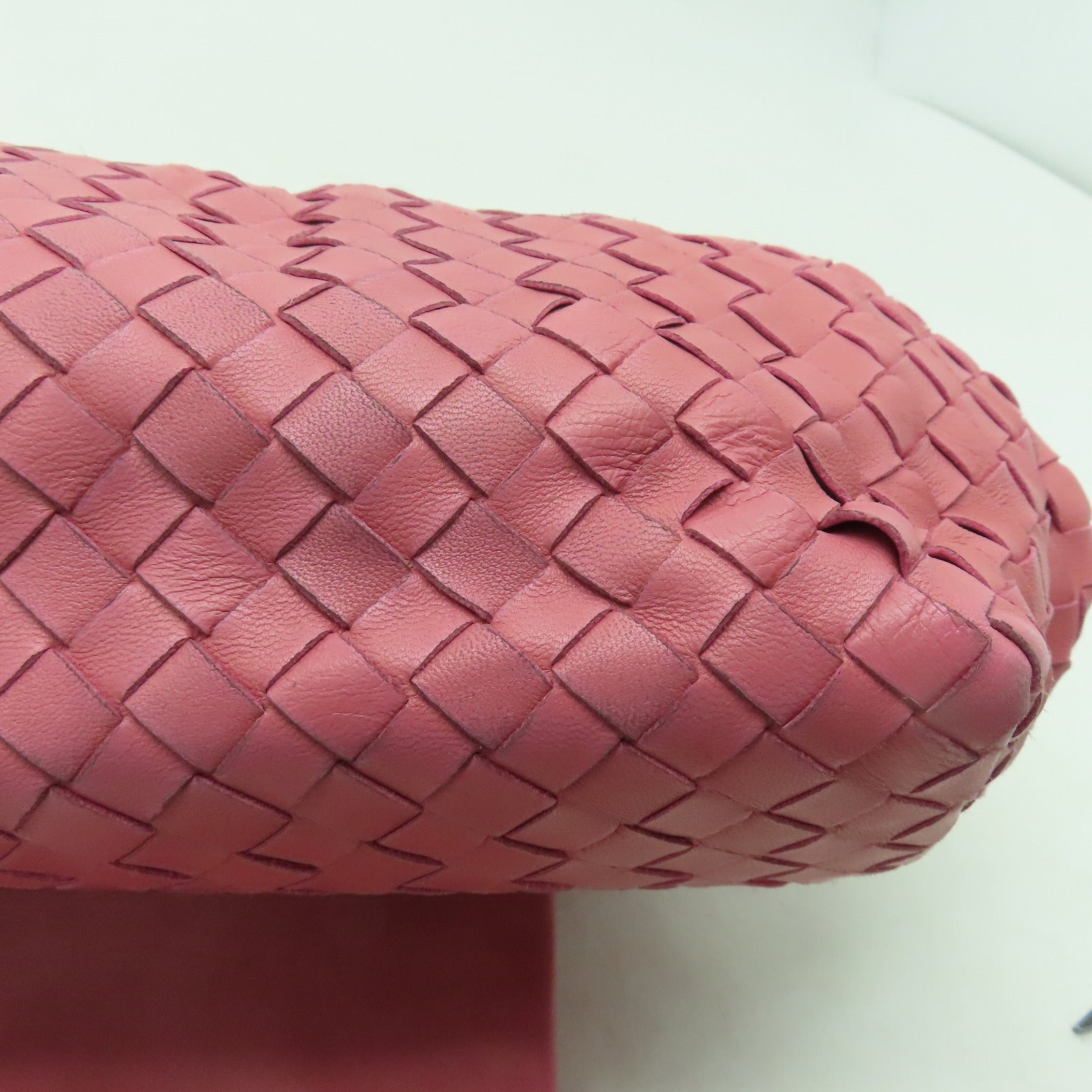BOTTEGA VENETA 織紋皮革Shoulder Bag金扣肩背袋粉紅色