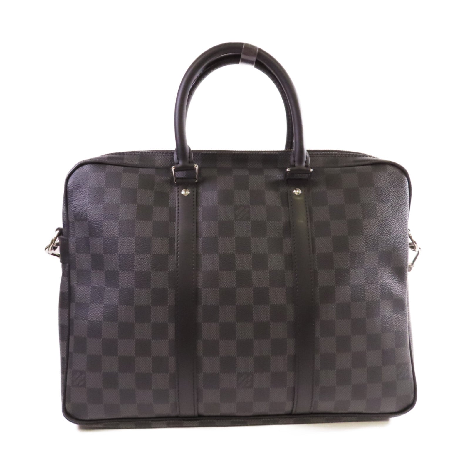 LOUIS VUITTON Damier Graphite Briefcase銀扣手挽肩背兩用袋黑色/灰色