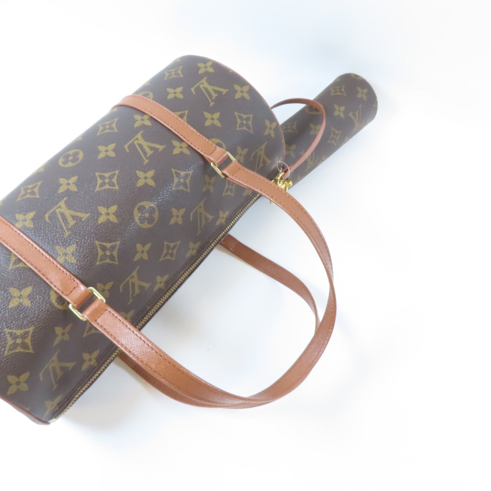 LOUIS VUITTON Monogram Papillon GM金扣手挽袋啡色