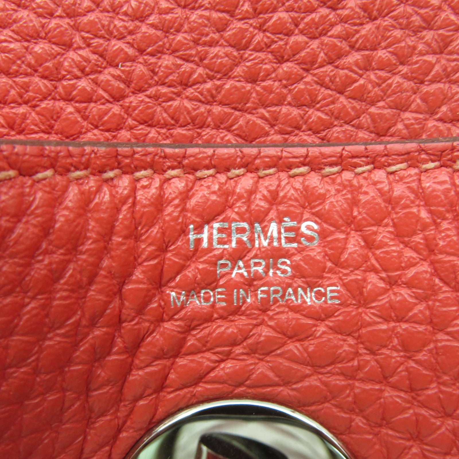 HERMES 【激減優惠】Clemence皮革Lindy 26銀扣手挽肩背兩用袋蜜桃紅