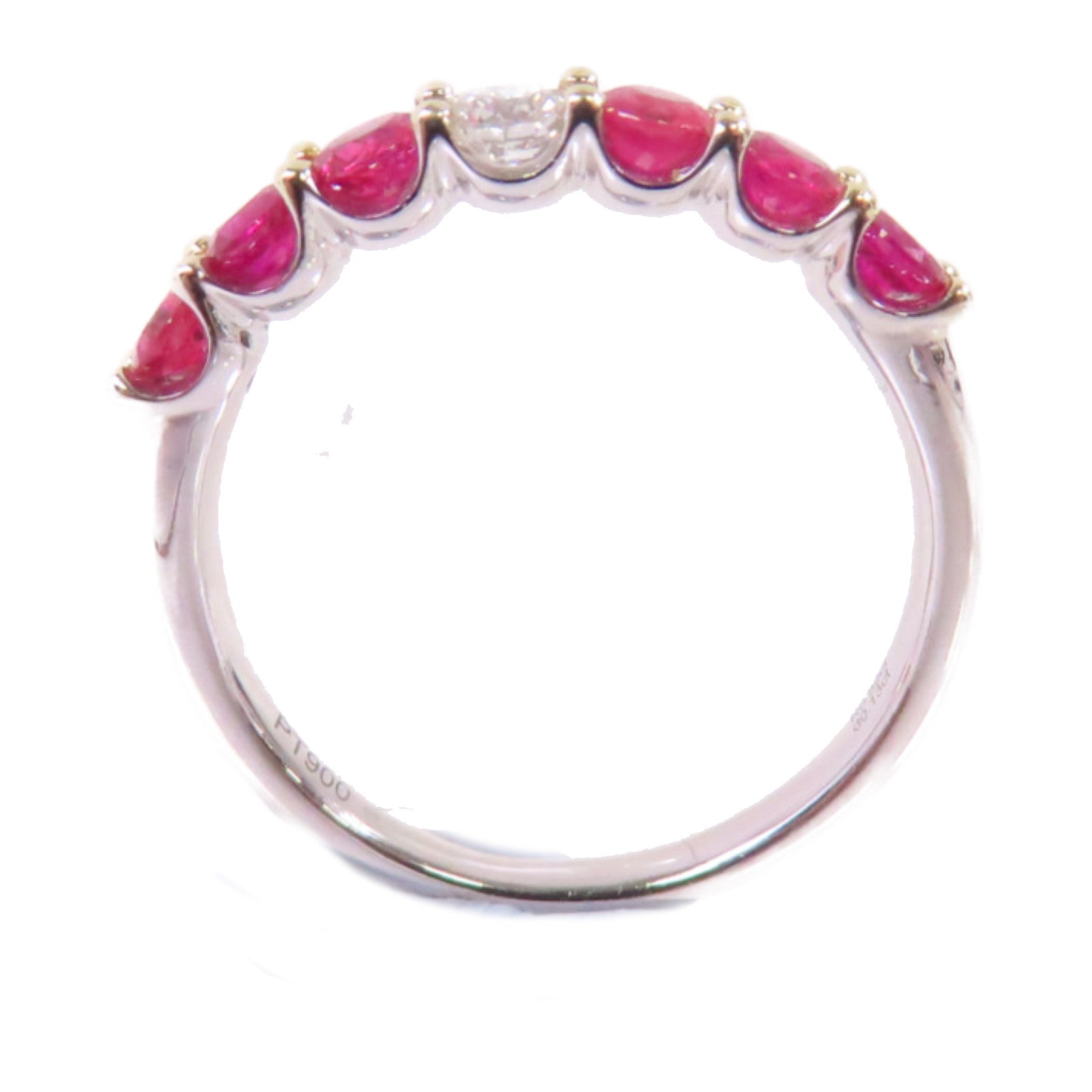 JEWELRY PT900鉑金Sapphire/Diamond Ring 0.82ct紅寶石/0.13ct鑽石戒指US#6.75