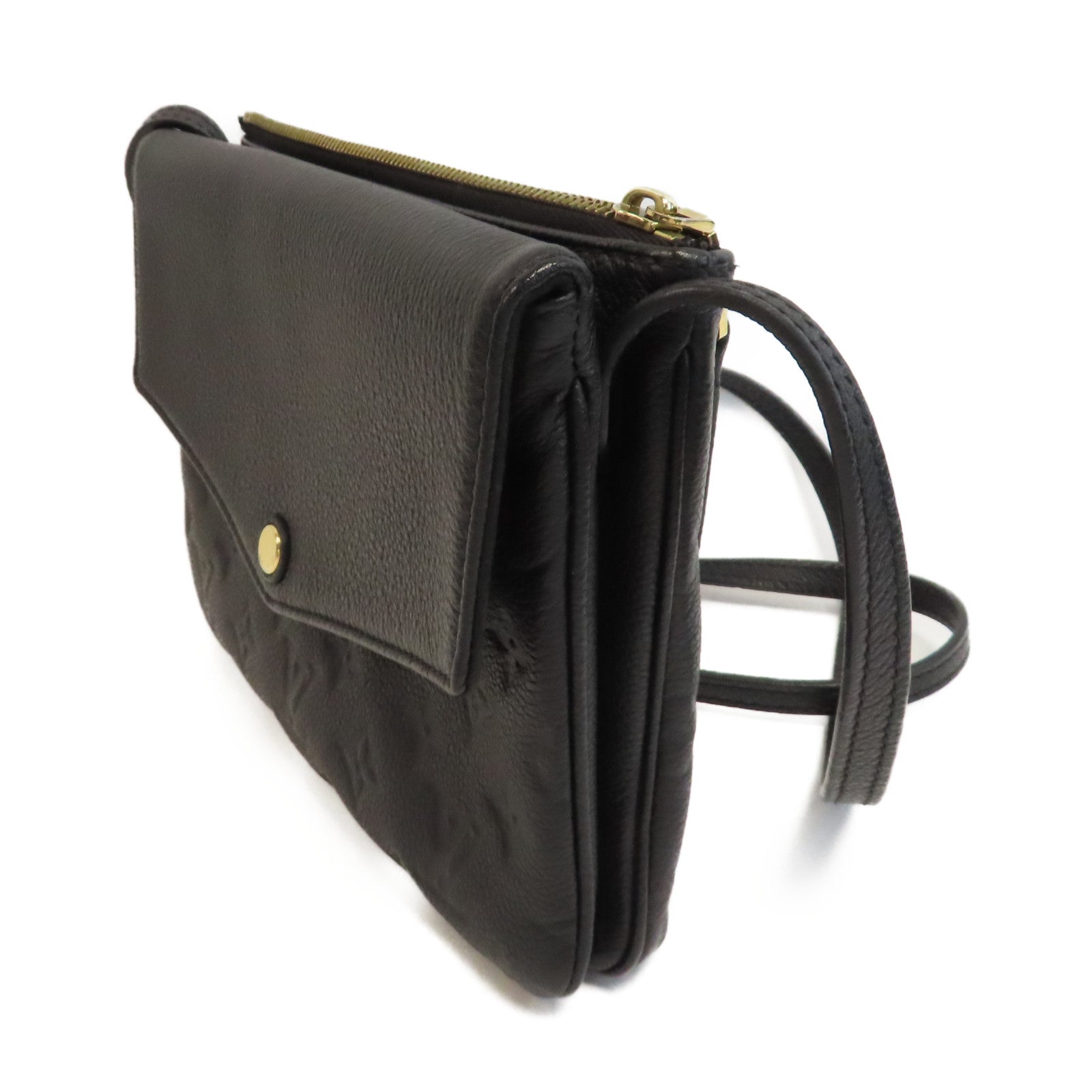 LOUIS VUITTON Monogram Empreinte Twice金扣肩背袋黑色