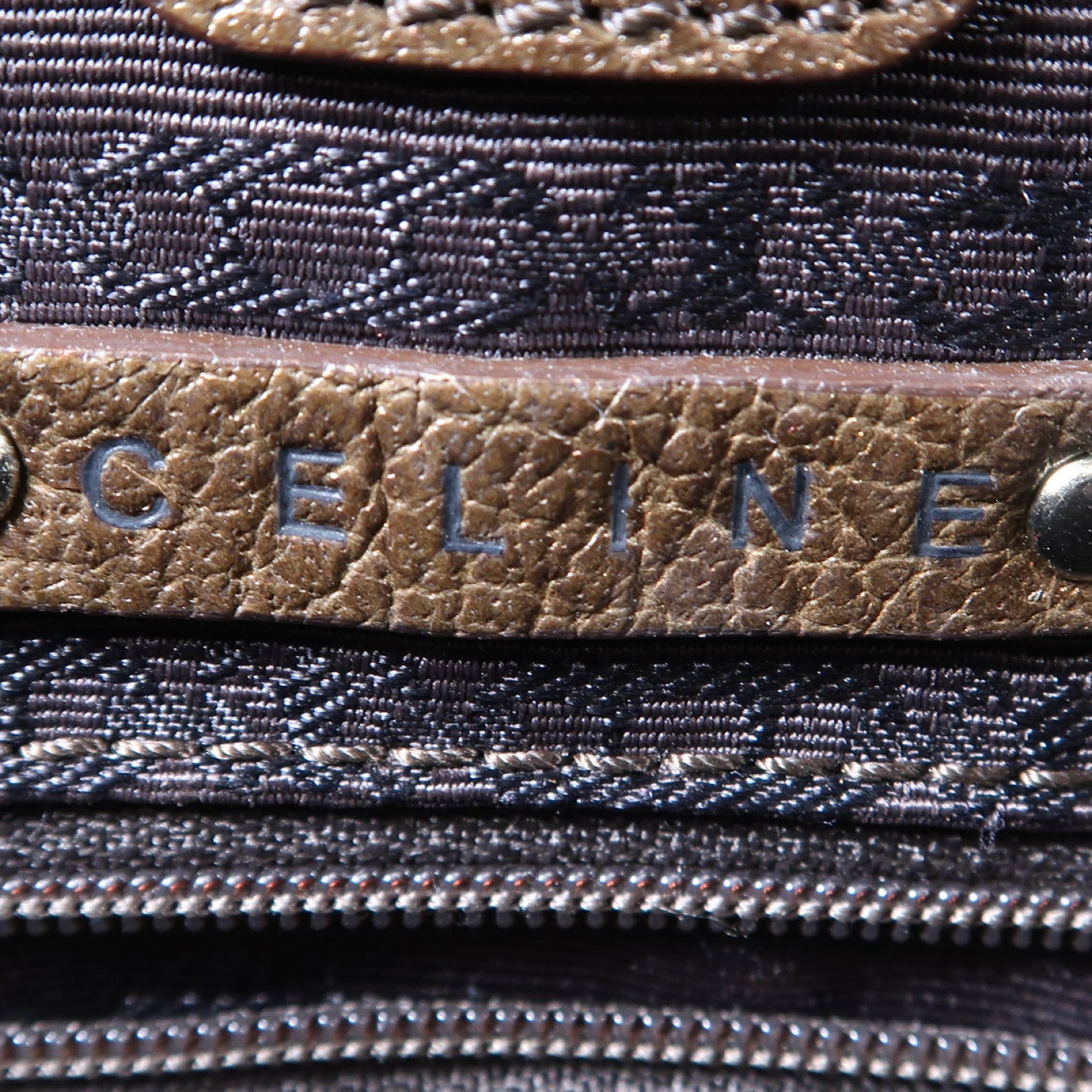 CELINE 【激減優惠】牛皮皮革2 Way Shoulder銀扣手挽肩背兩用袋啡色
