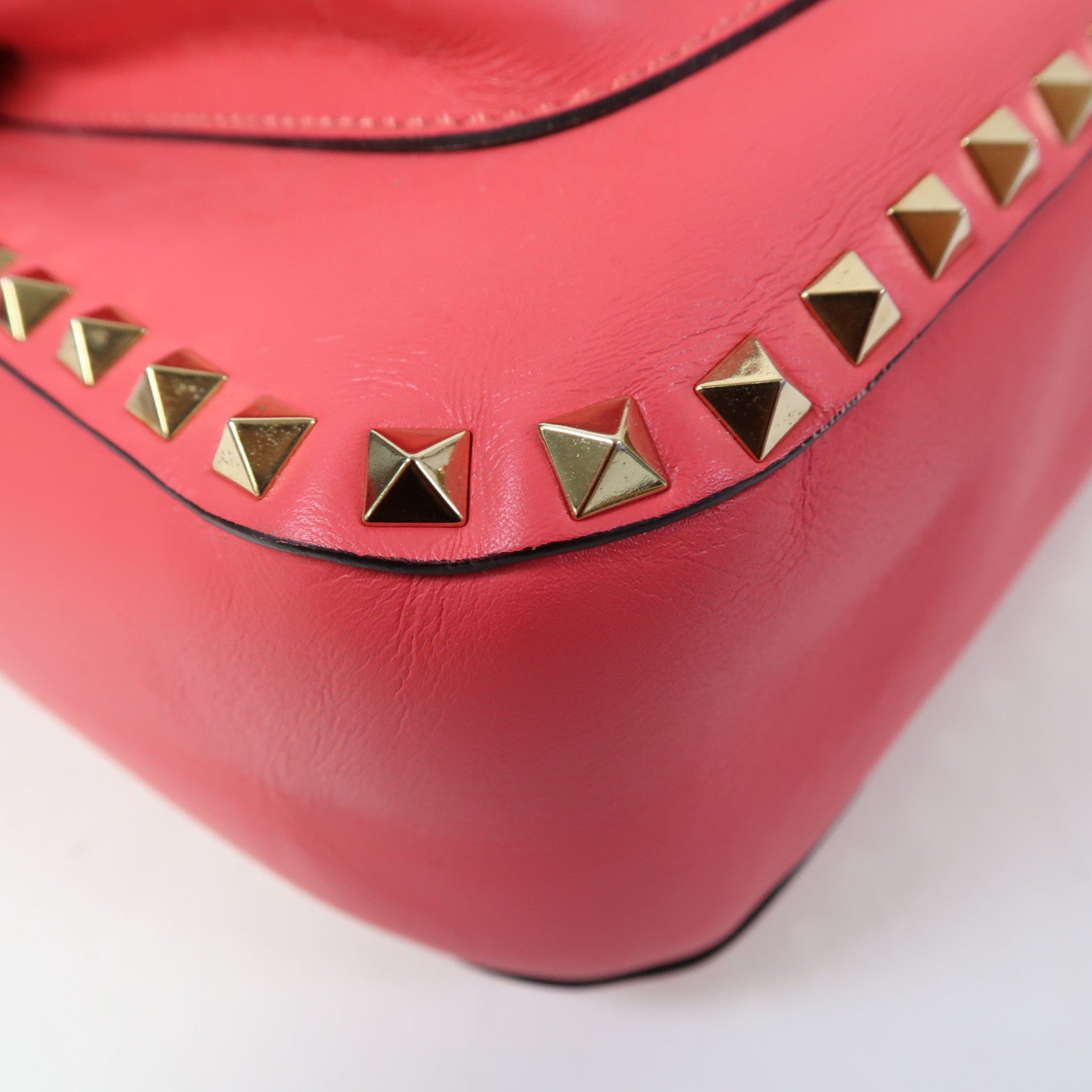 Valentino 【激減優惠】牛皮皮革Shoulder Bag金扣肩背袋粉紅色