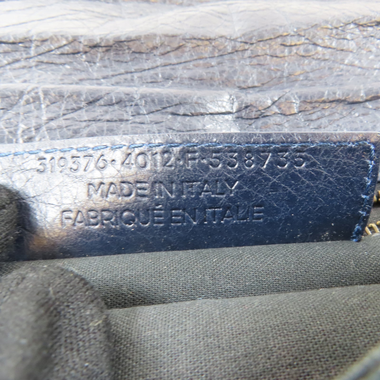 BALENCIAGA 牛皮皮革Clutch Bag黑扣手拿包深藍色