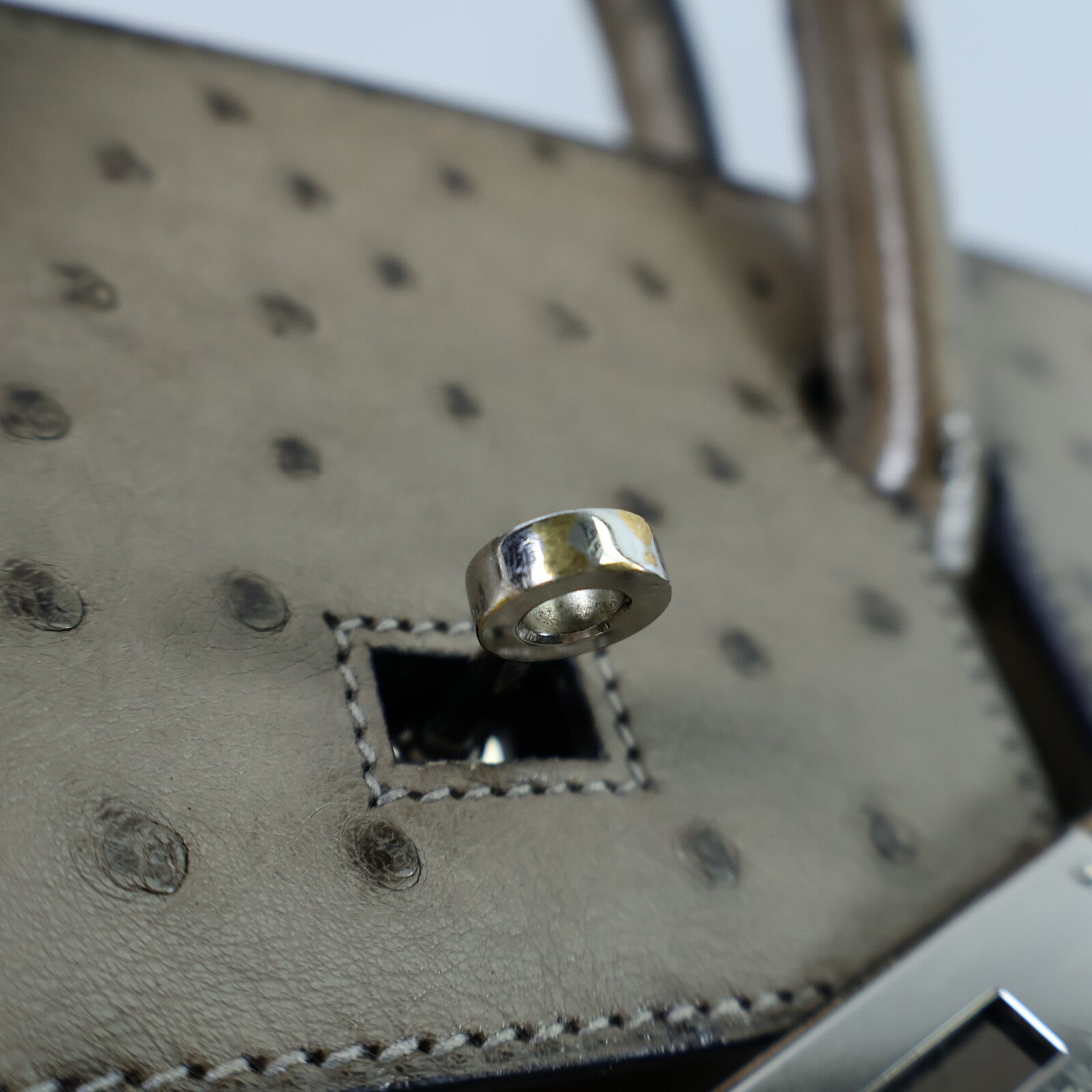 HERMES 鴕鳥皮革Birkin 30手挽袋Gris Taurterelle