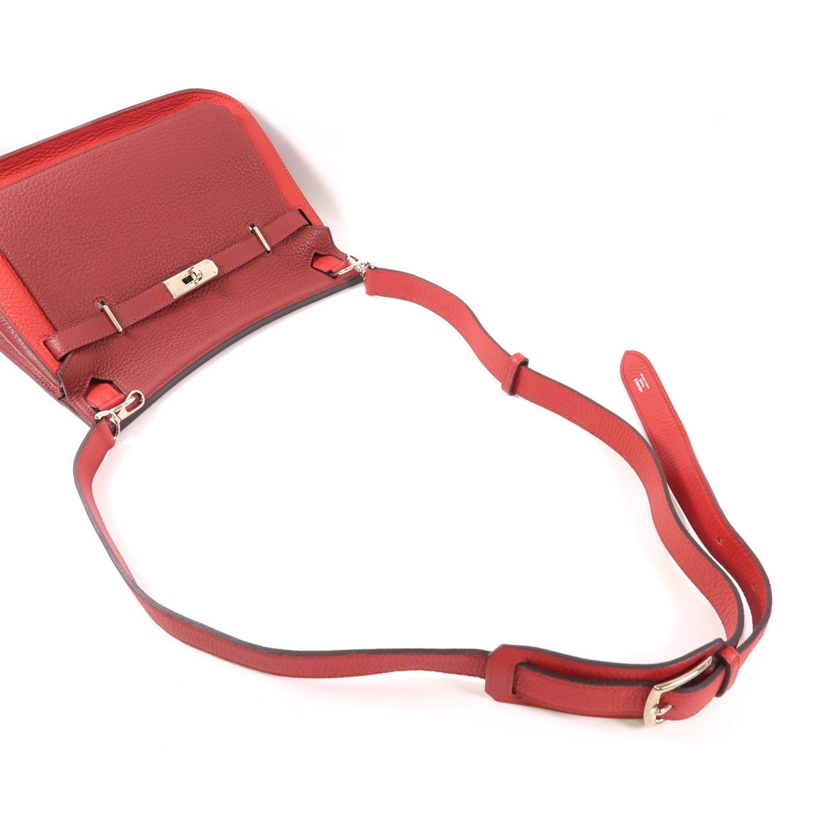 HERMES 【激減優惠】Clemence皮革Jypsiere銀扣肩背袋Rouge H