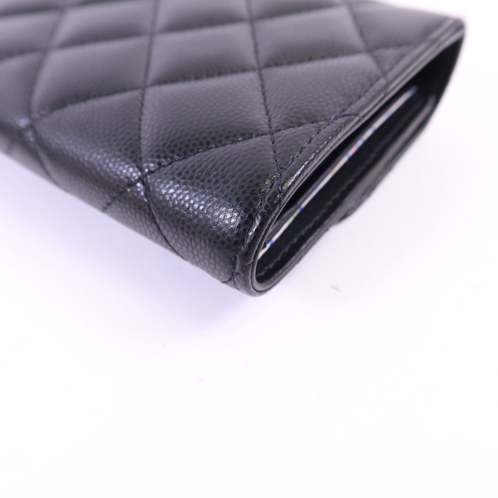CHANEL 牛皮皮革Trifold Wallet銀扣錢包