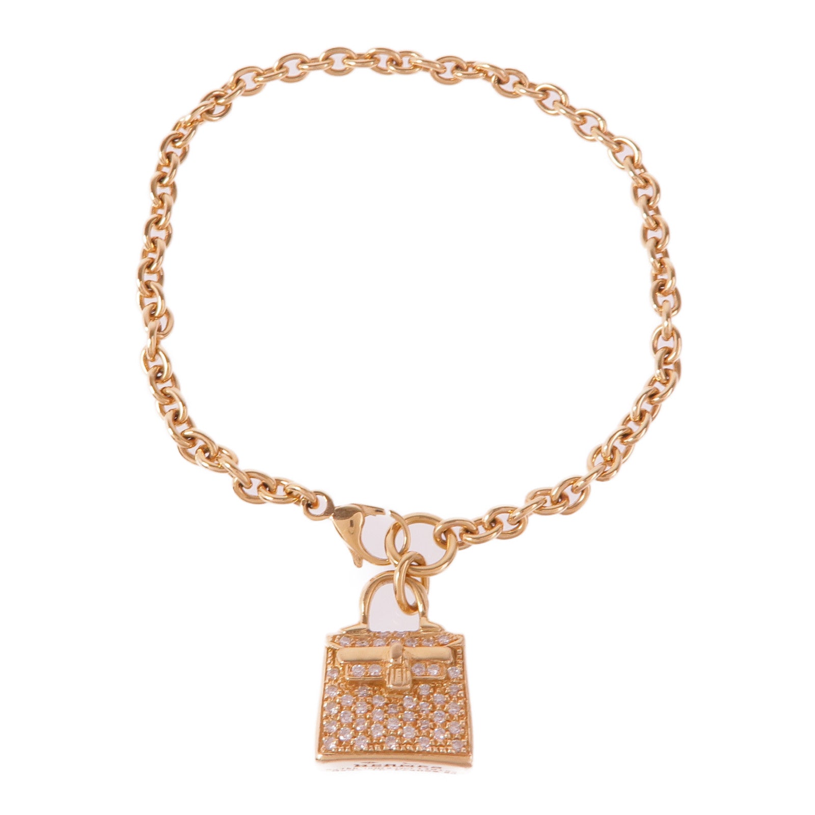 HERMES 18K玫瑰金Birkin Bracelet鑽石項鍊