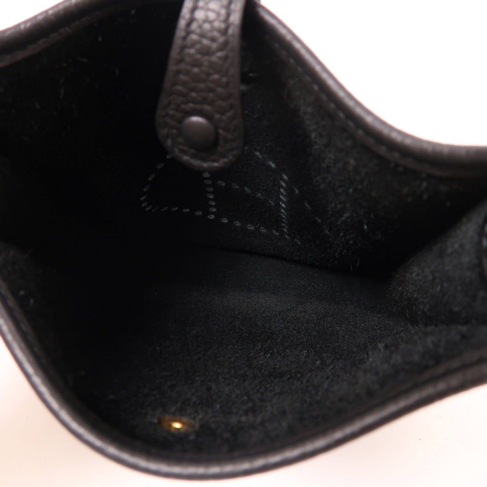 HERMES Clemence皮革Evelyne TPM金扣肩背袋黑色