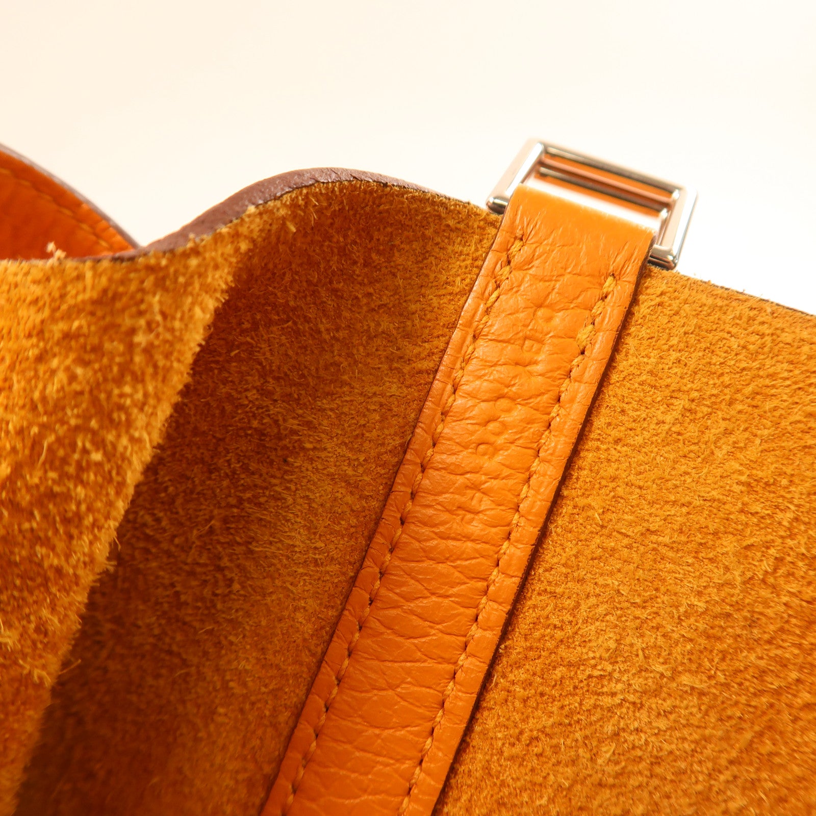 HERMES Clemence皮革Picotin PM銀扣手挽袋I9 Abricot/杏橘色