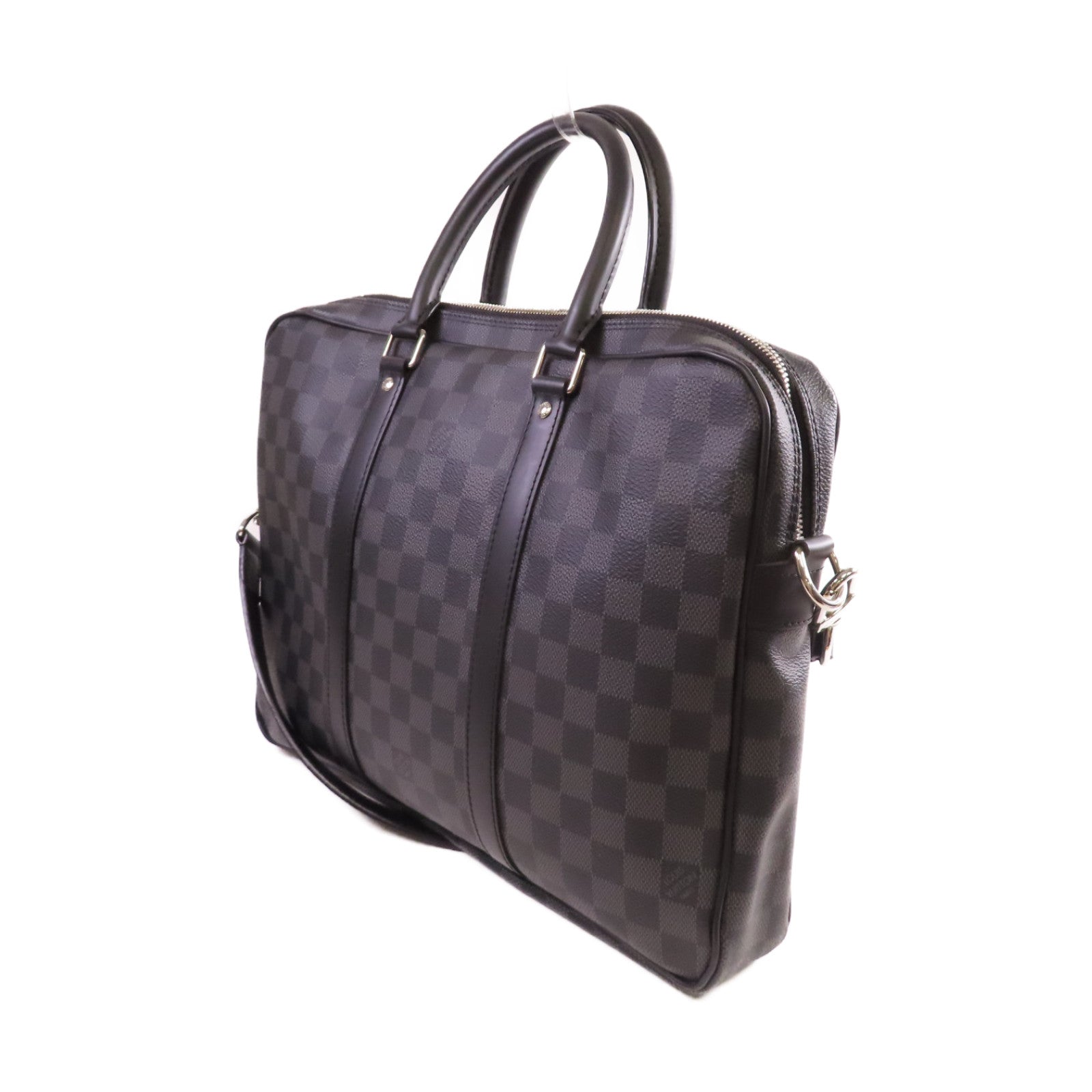 LOUIS VUITTON Damier Graphite Briefcase銀扣手挽肩背兩用袋黑色/灰色