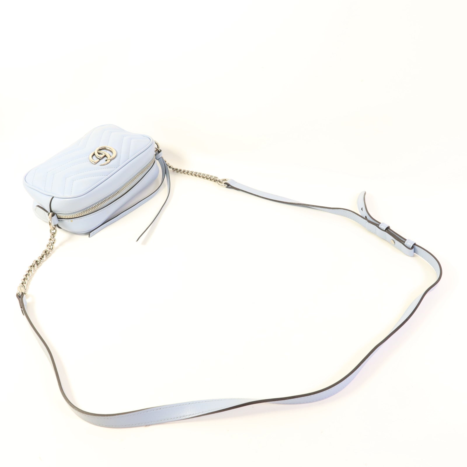 GUCCI 牛皮皮革GG Marmorrt銀扣肩背袋