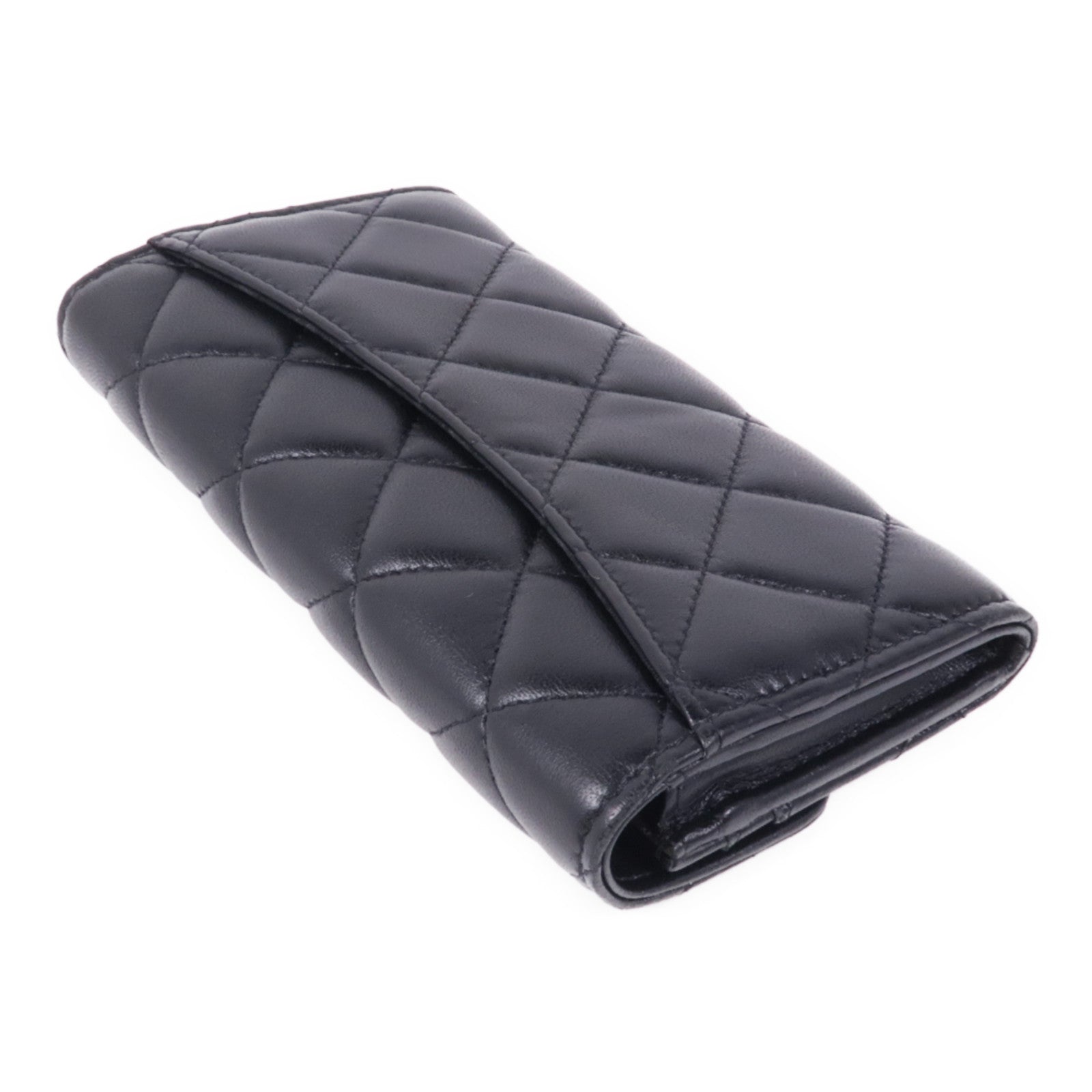 CHANEL 羊皮皮革Long Wallet金扣長錢包