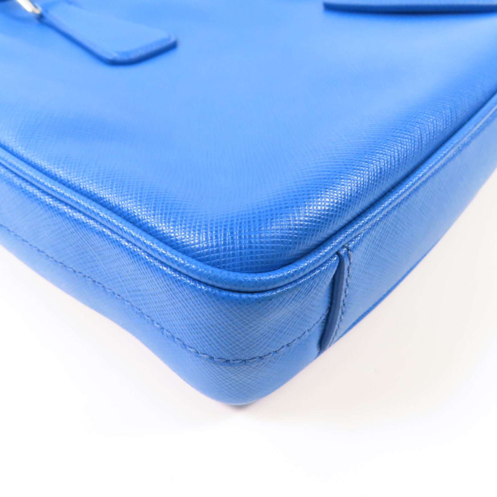 PRADA SHW Business Bag 2Way Shoulder Hand Bag PVC Coated Canvas Blue