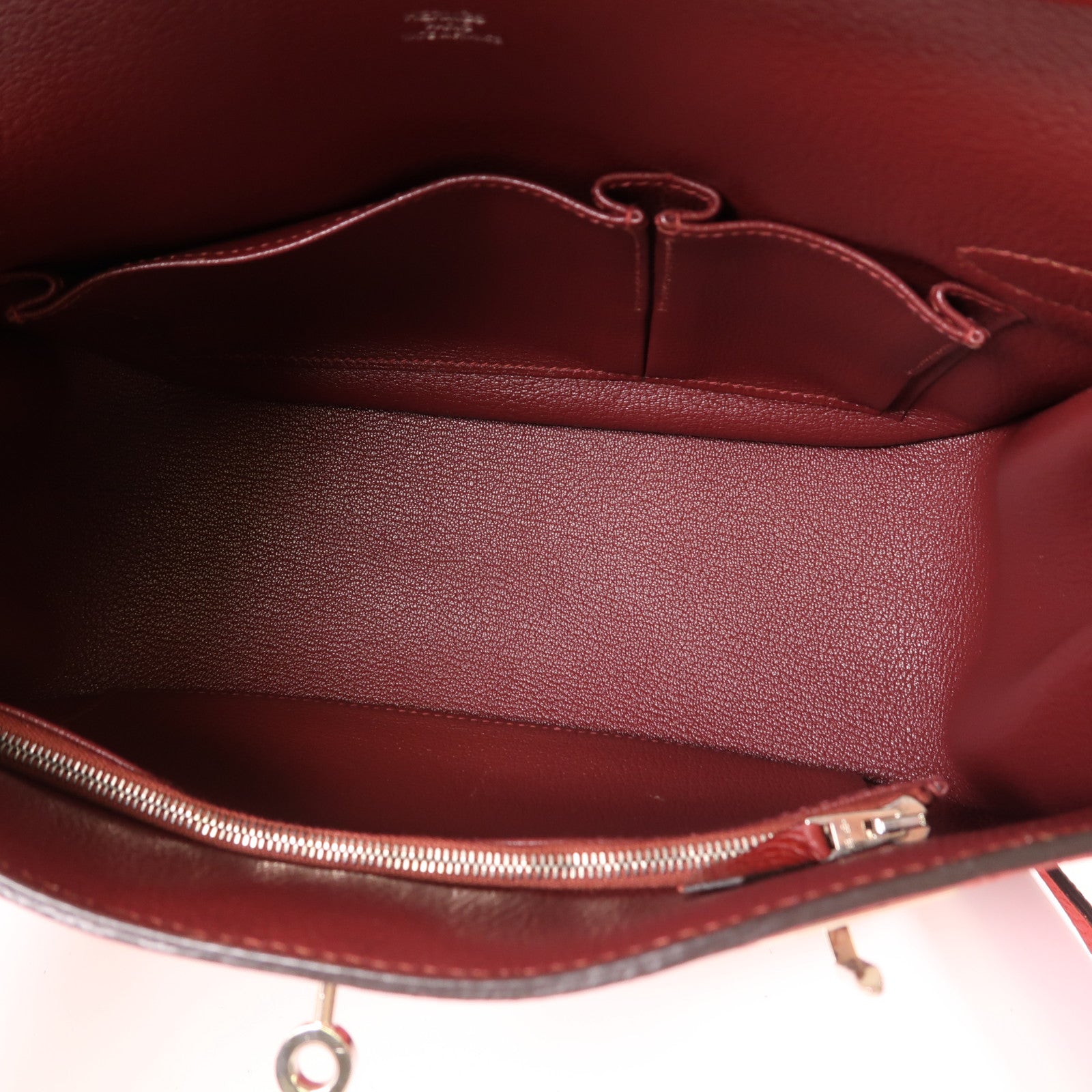 HERMES 【激減優惠】Clemence皮革Jypsiere銀扣肩背袋Rouge H