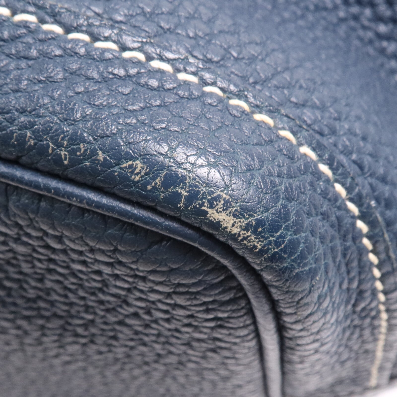 HERMES Negonda皮革Garden Party PM銀扣手挽袋Bleu de Prusse