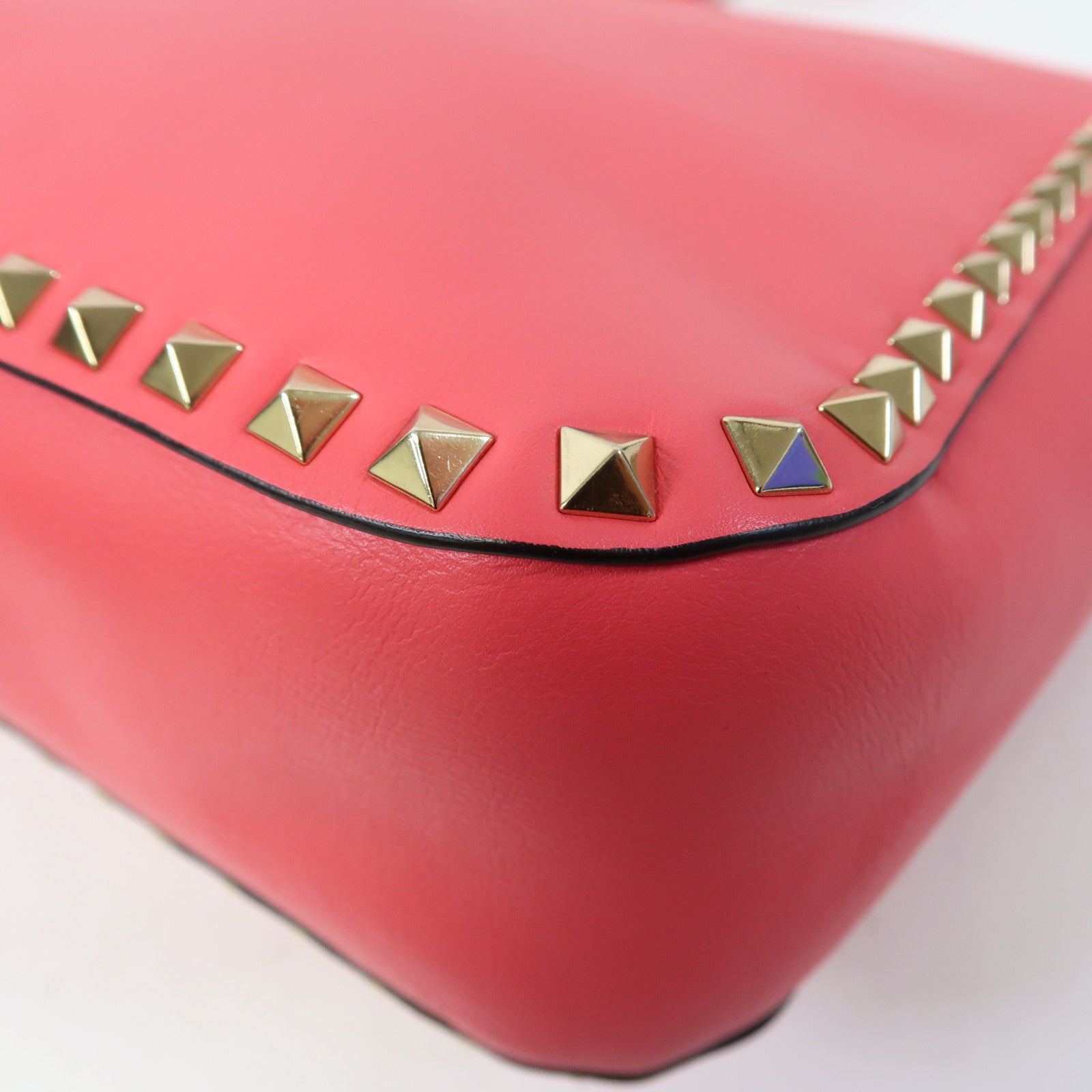 Valentino 【激減優惠】牛皮皮革Shoulder Bag金扣肩背袋粉紅色