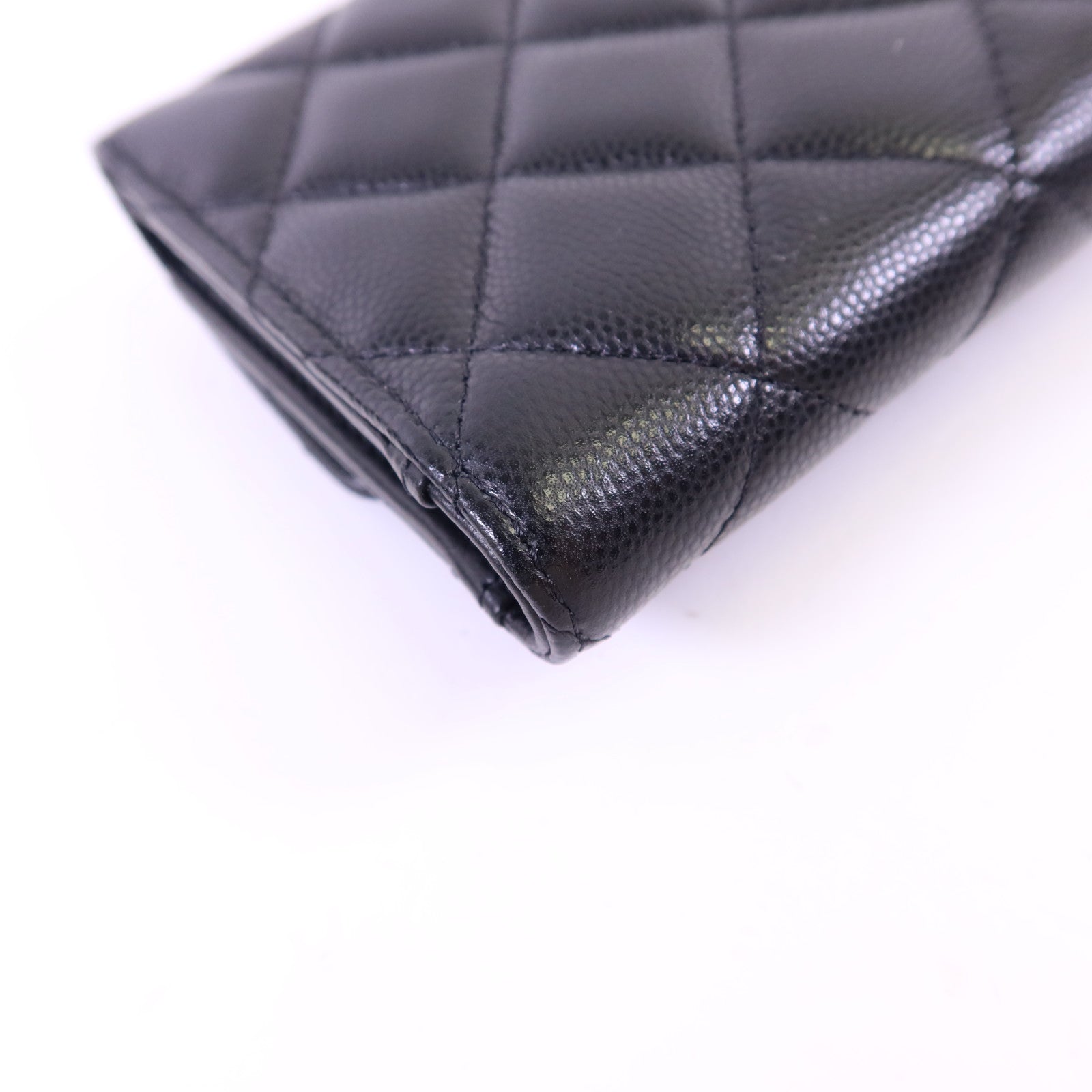 CHANEL 牛皮皮革Trifold Wallet銀扣錢包