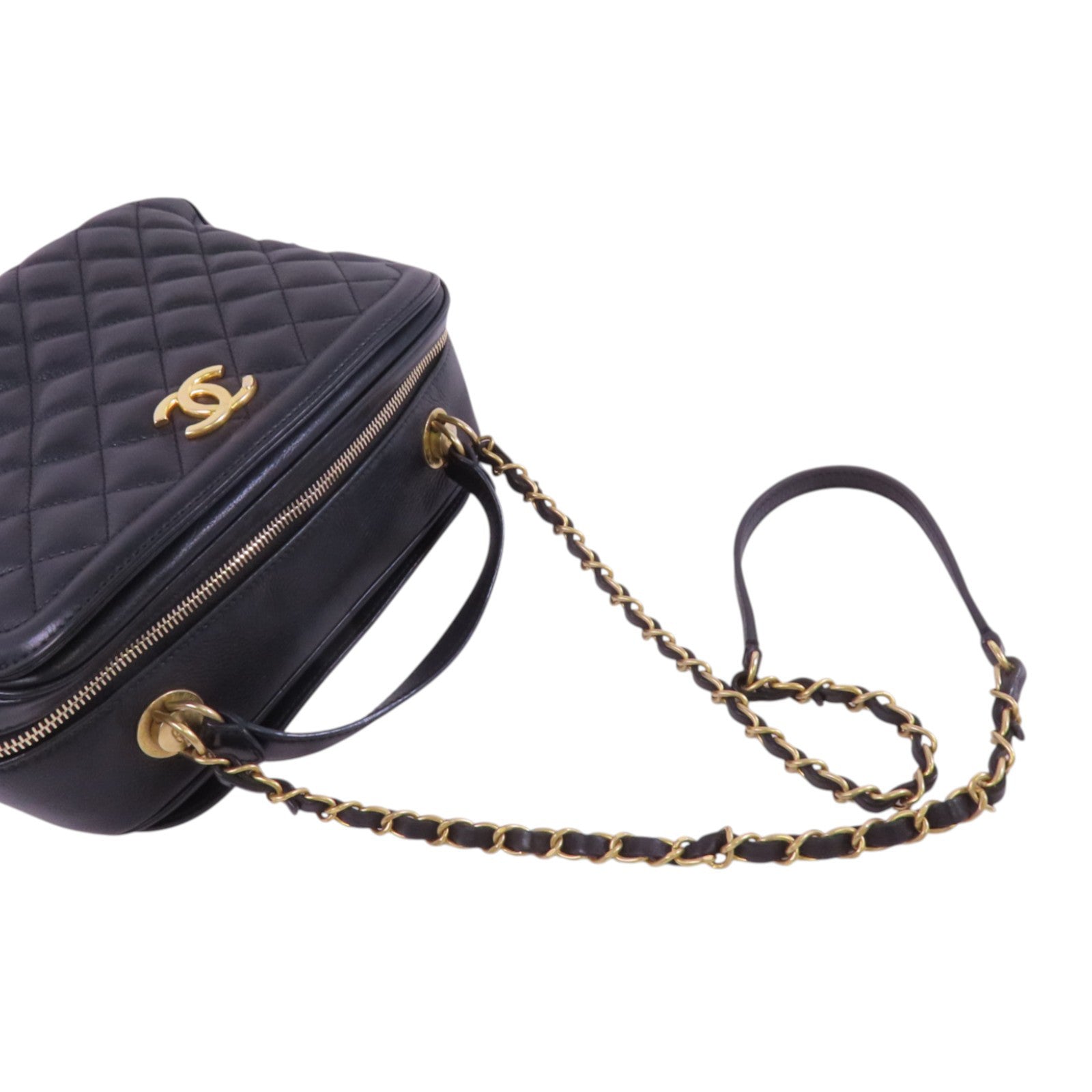 CHANEL 牛皮皮革Chain Shoulder金扣手挽肩背兩用袋