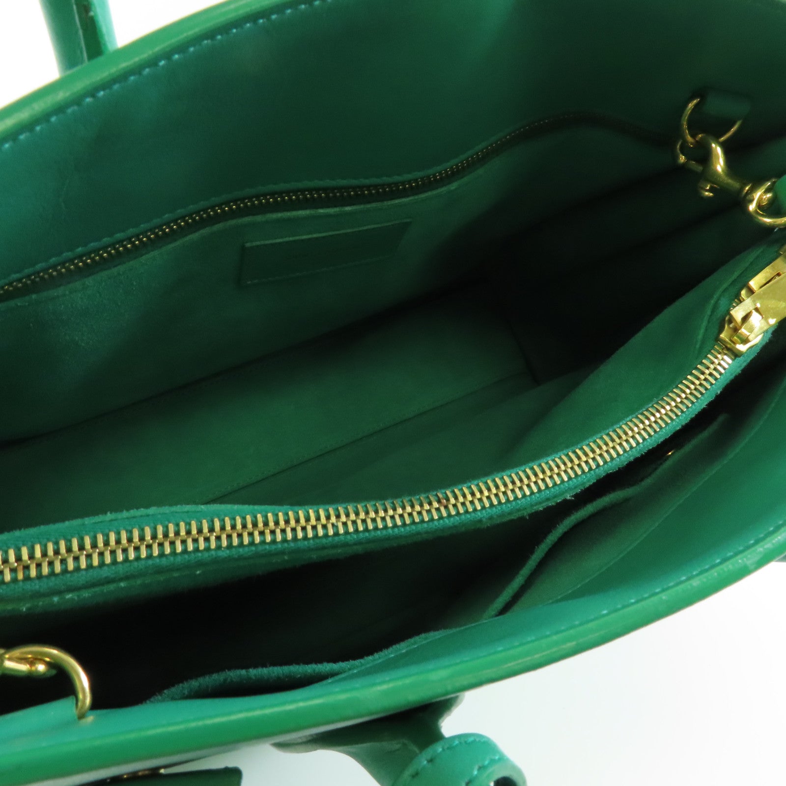 YVES SAINT LAURENT 牛皮皮革Shoulder Bag金扣手挽肩背兩用袋綠色