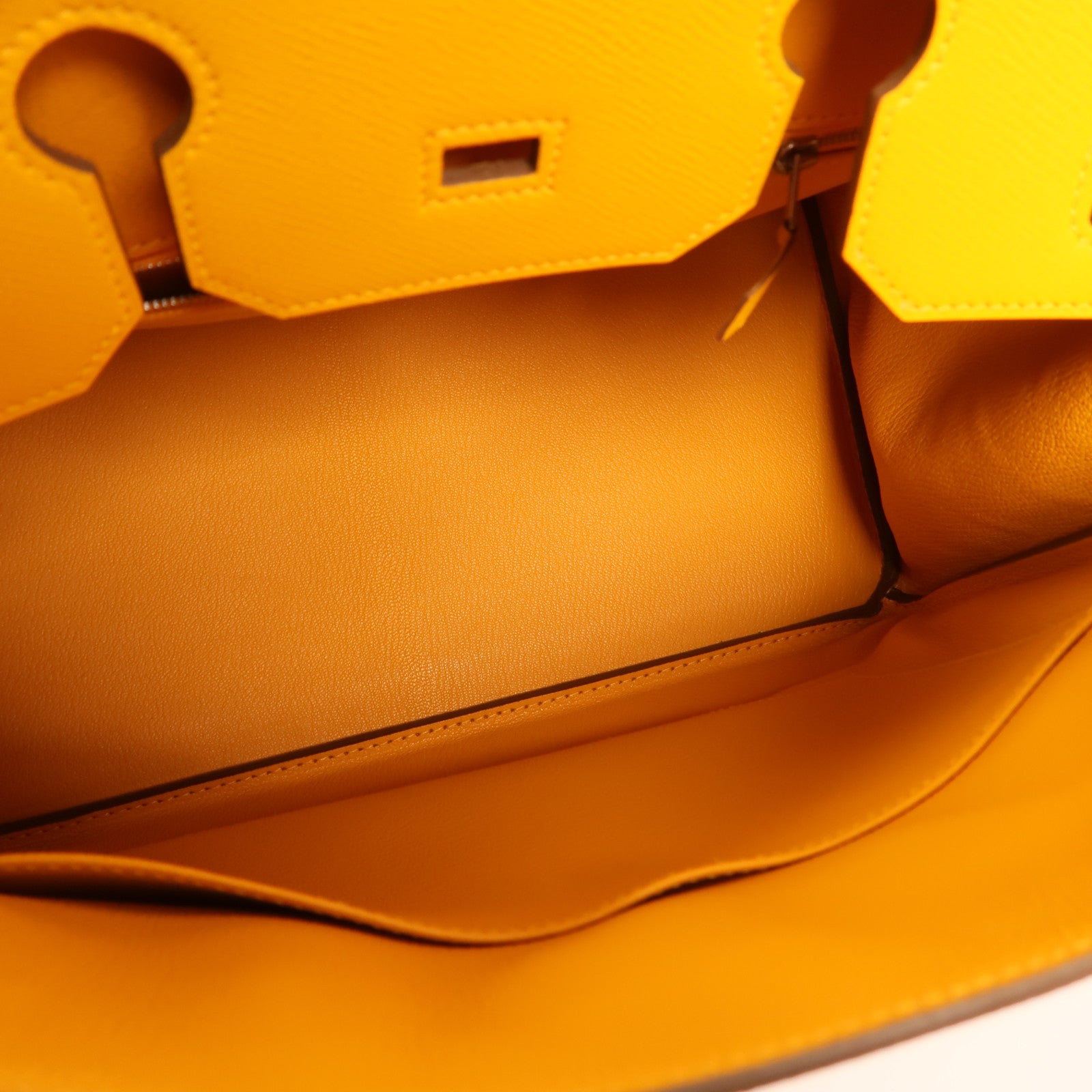 HERMES Epsom皮革Birkin 35銀扣手挽袋Jaune Ambre