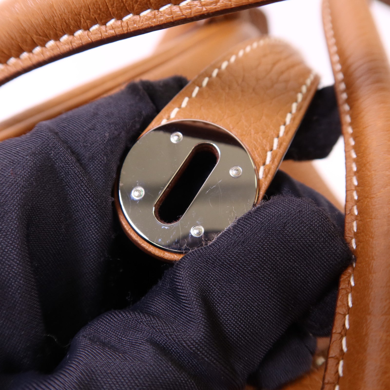 HERMES Clemence皮革Lindy 30銀扣手挽肩背兩用袋Gold